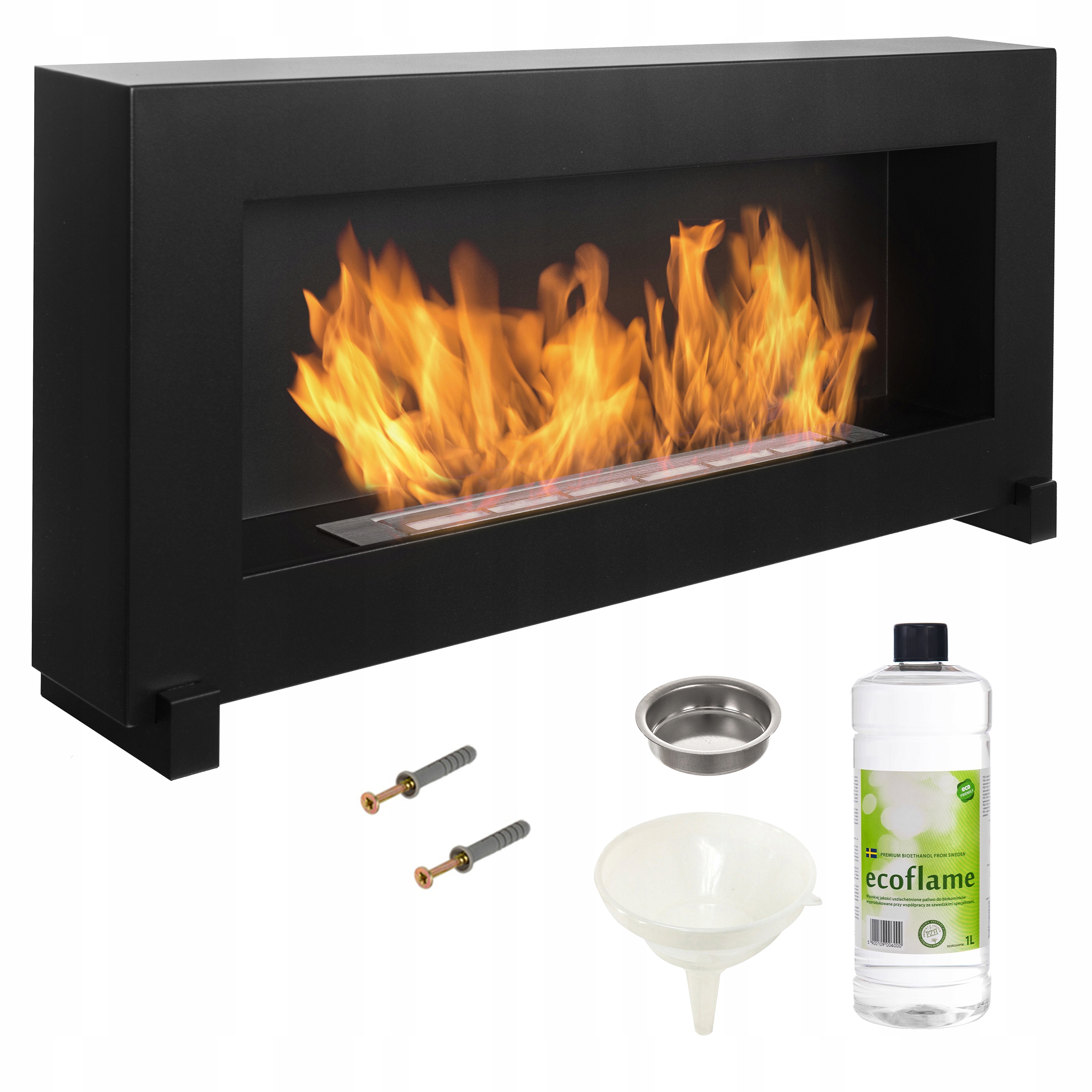 

Biokominek czarny Box 90x40 900x400 Stojący