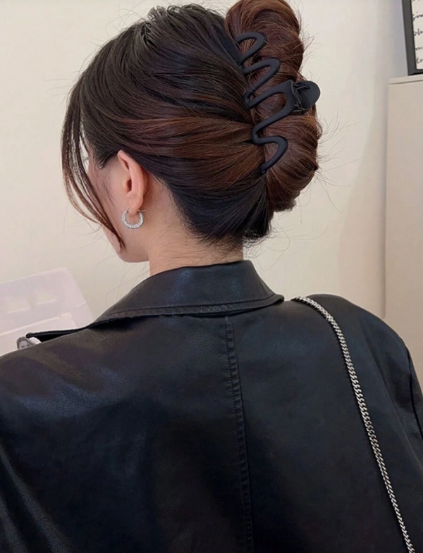 SPINKA DO WŁOSÓW OZDOBNA DUŻA KLAMRA ZACISK ELEGANCKA CZARNA OZDOBA Model SP220