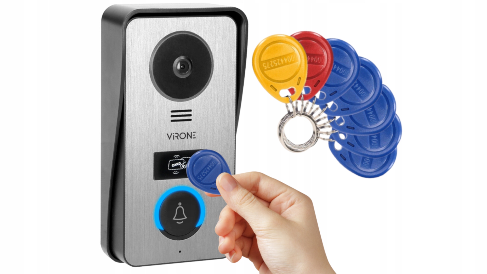 WIDEODOMOFON DOMOFON FULL HD 7" MENU PL CZYTNIK RFID DASZEK FURTKA + BRAMA Kolor biały