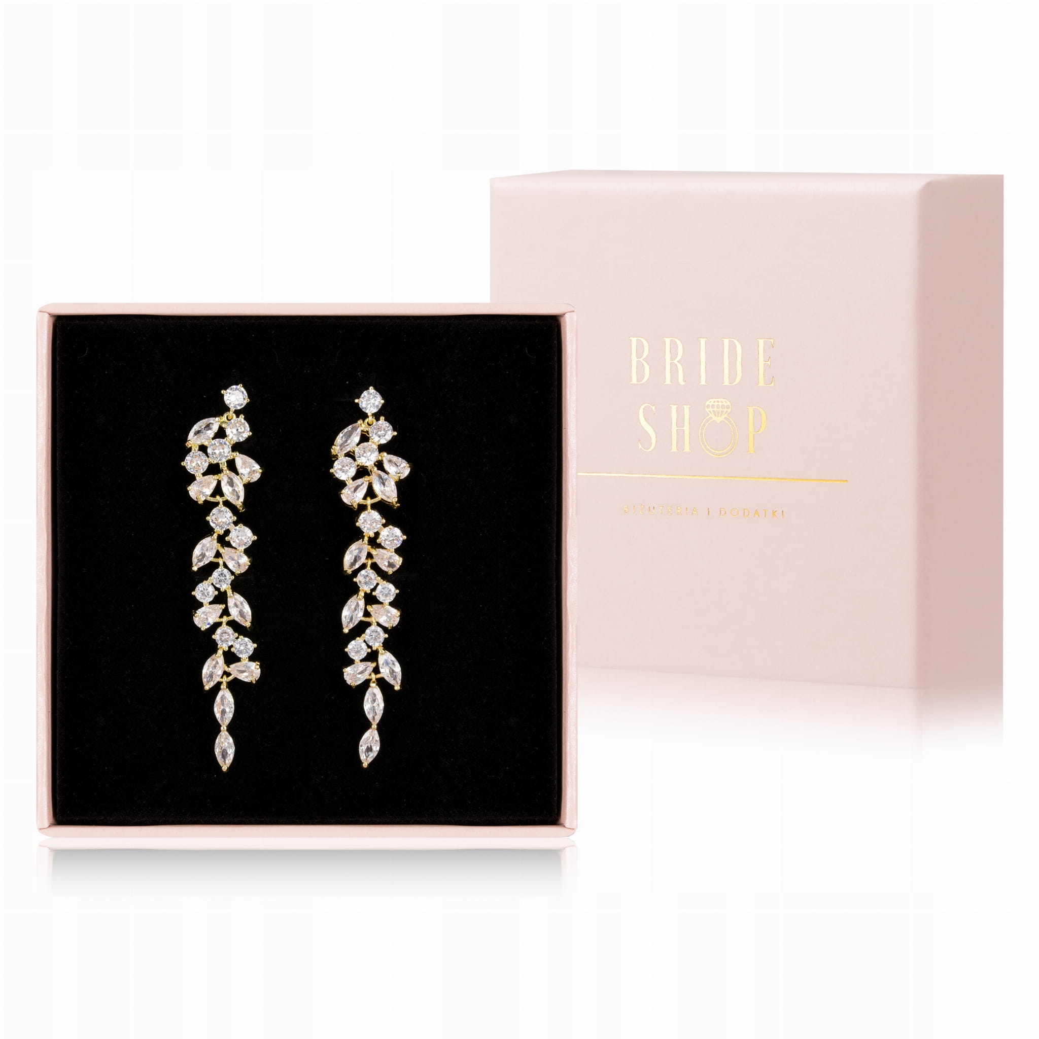 Kolczyki Lily Gold ślubne złote delikatne listki