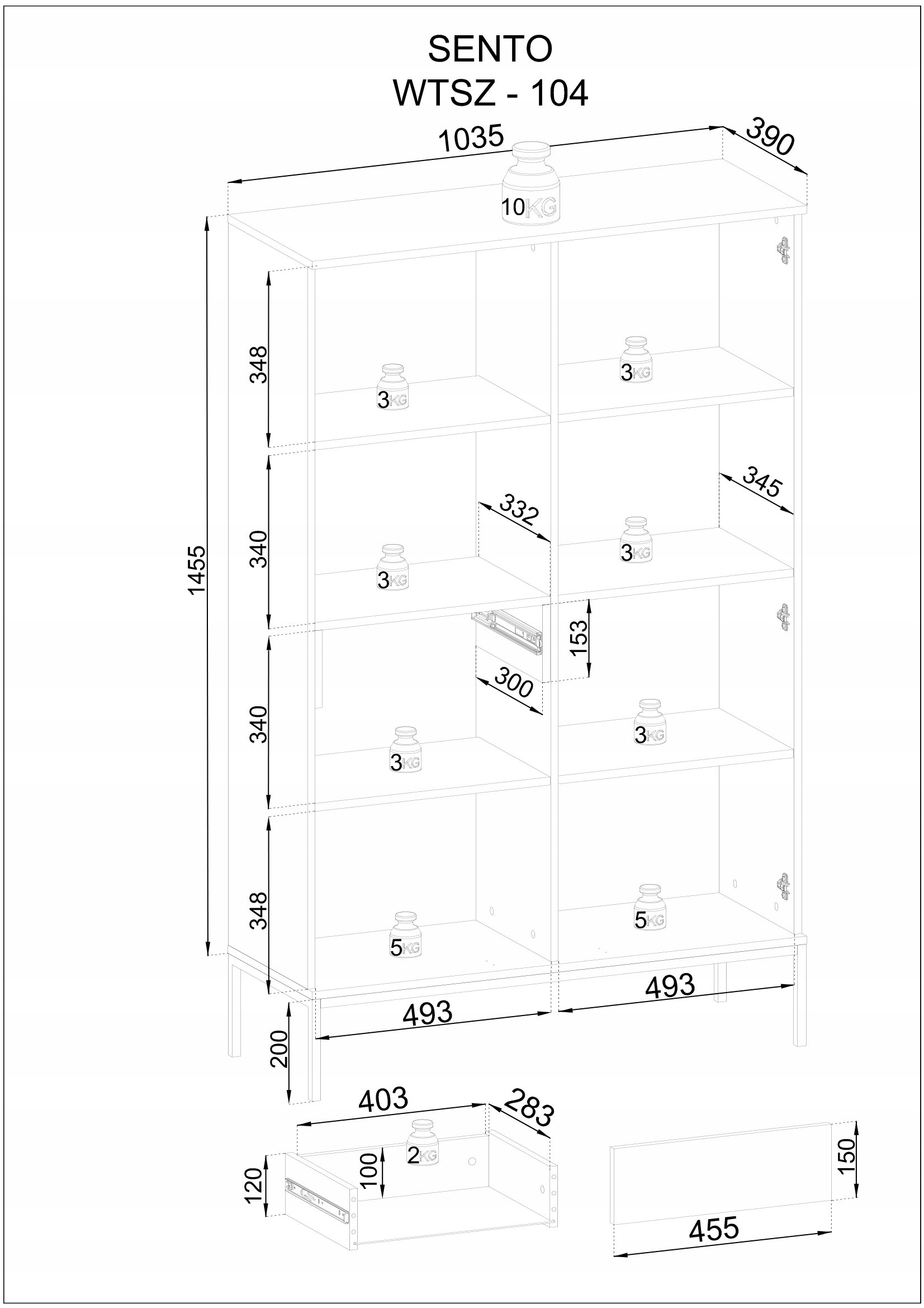WITRYNA WTSZ104 czarny / dąb wotan + LED Marka Pro-S