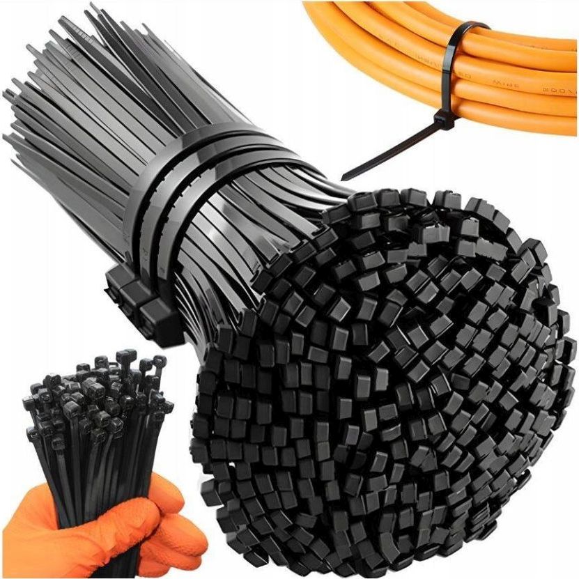 Stahovací Pásky Svorkové Černé Sada 100 kusů 3,6x200 mm