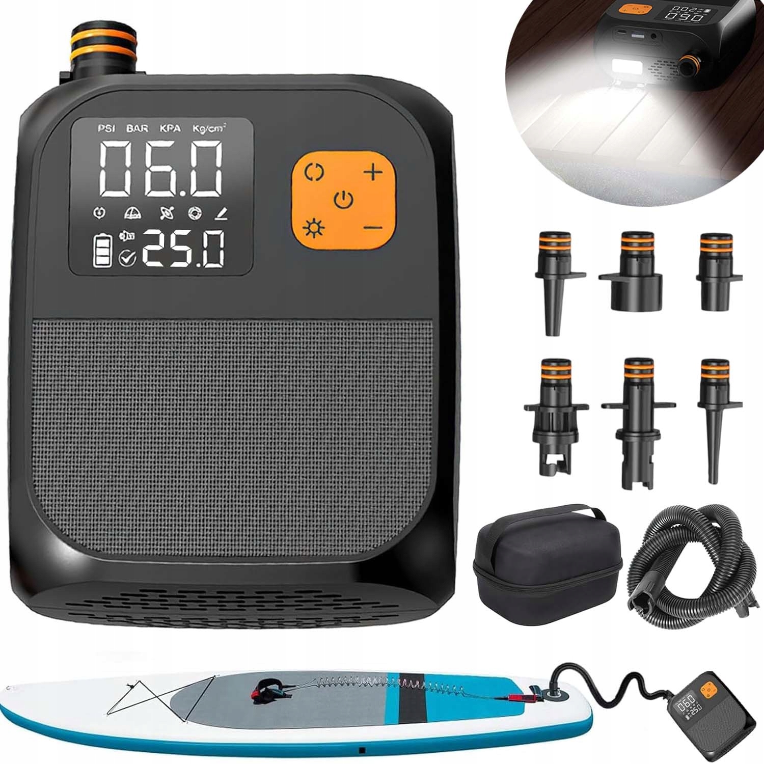 Elektrická Led Vzduchová Pumpa Pro Matrace Bazénu Paddleboardy Se 6 Tryskami