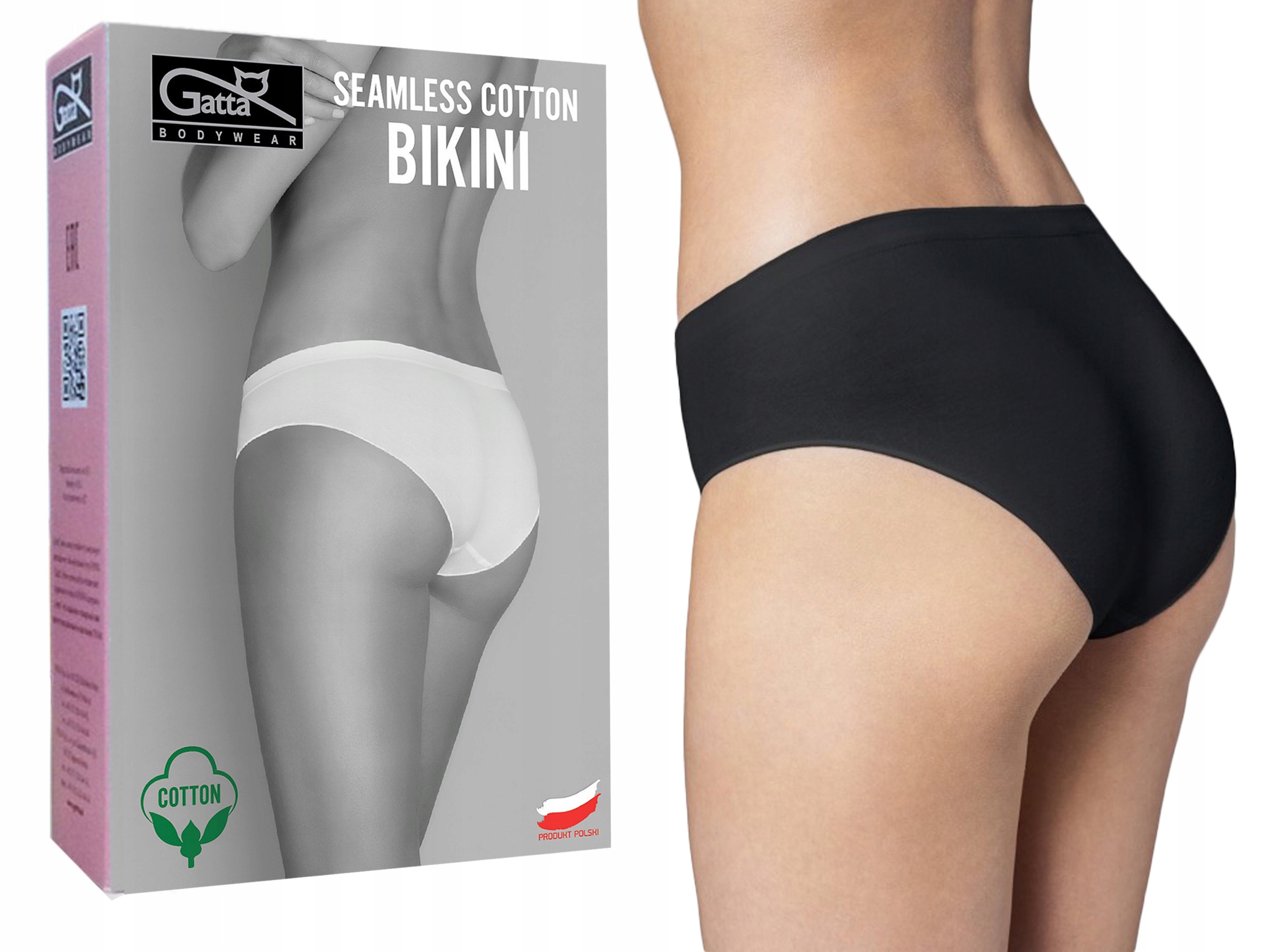 

Gatta Seamless Cotton Bikini majtki, czarne, M