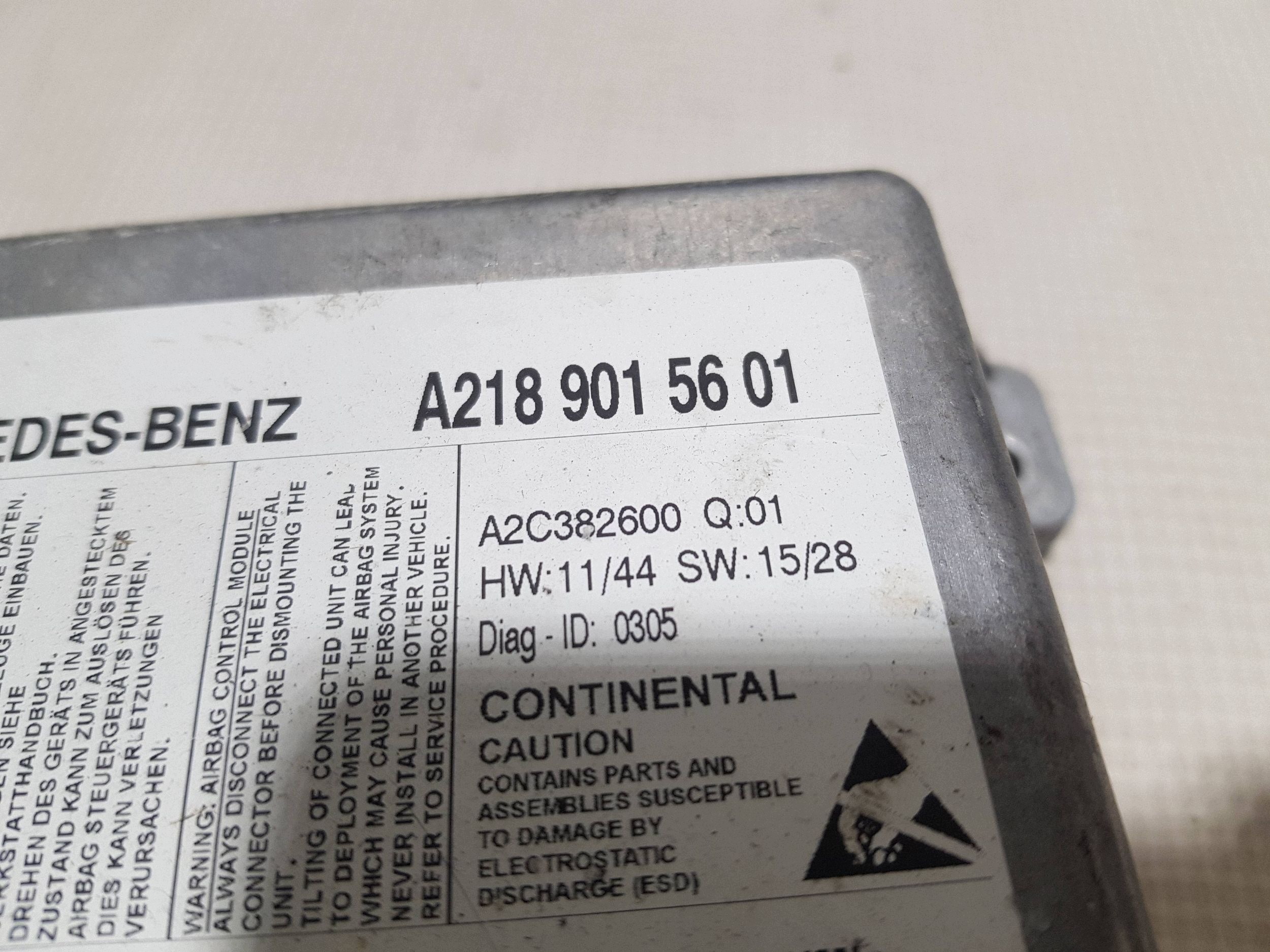 control unit module airbag Mercedes CLS C218 W218 A2189015601