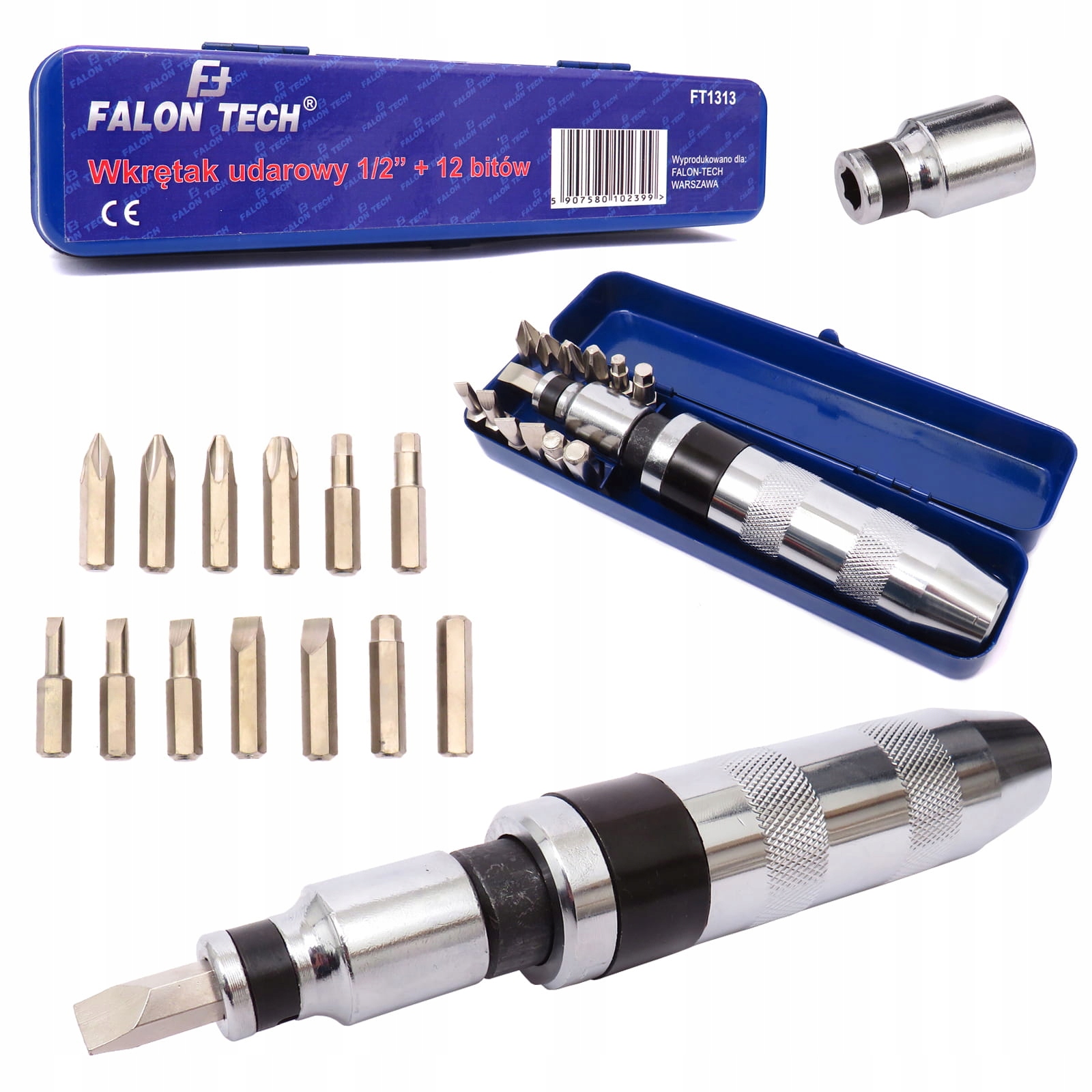 ŚRUBOKRĘT WYKRĘTAK DO POBIJANIA UDAROWY+ 13 BITÓW