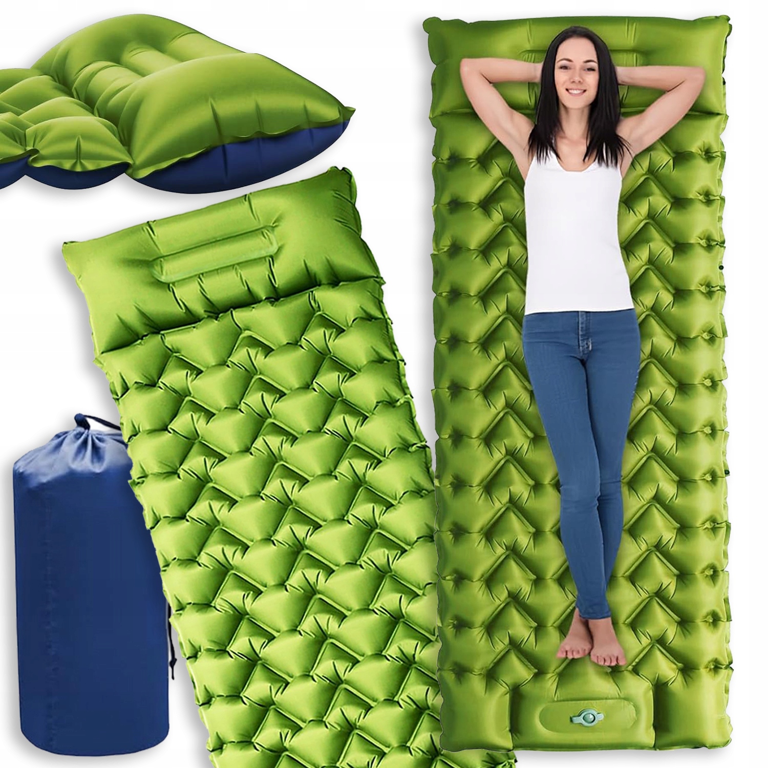 Karimatka Kempingová Samonafukovací S Polštářem Matrace Přenosná 200X69 CM