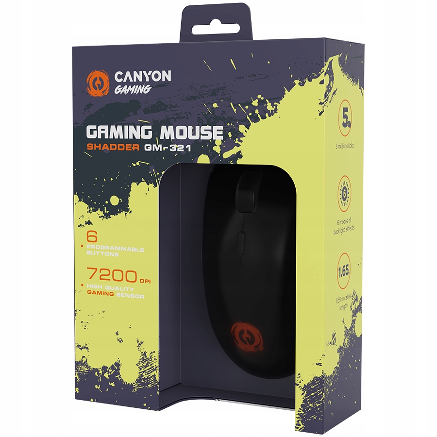 CANYON Mysz gamingowa Shadder GM-321 RGB 6 Przyc. Przew. Czarna — 11