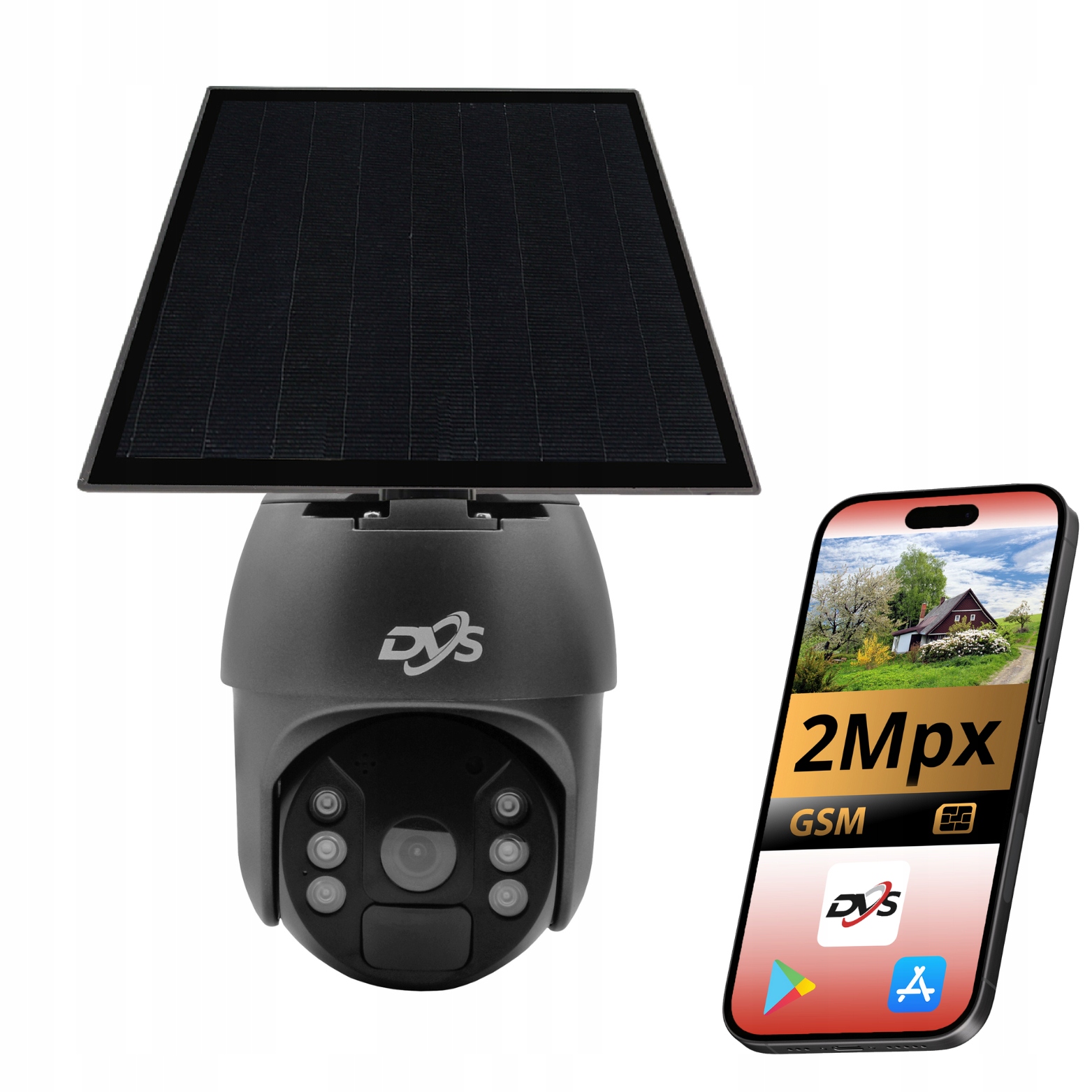 Otočná Kamera Na Sim Solárny Panel Batéria Dvs 2MPX Externá Aplikácia