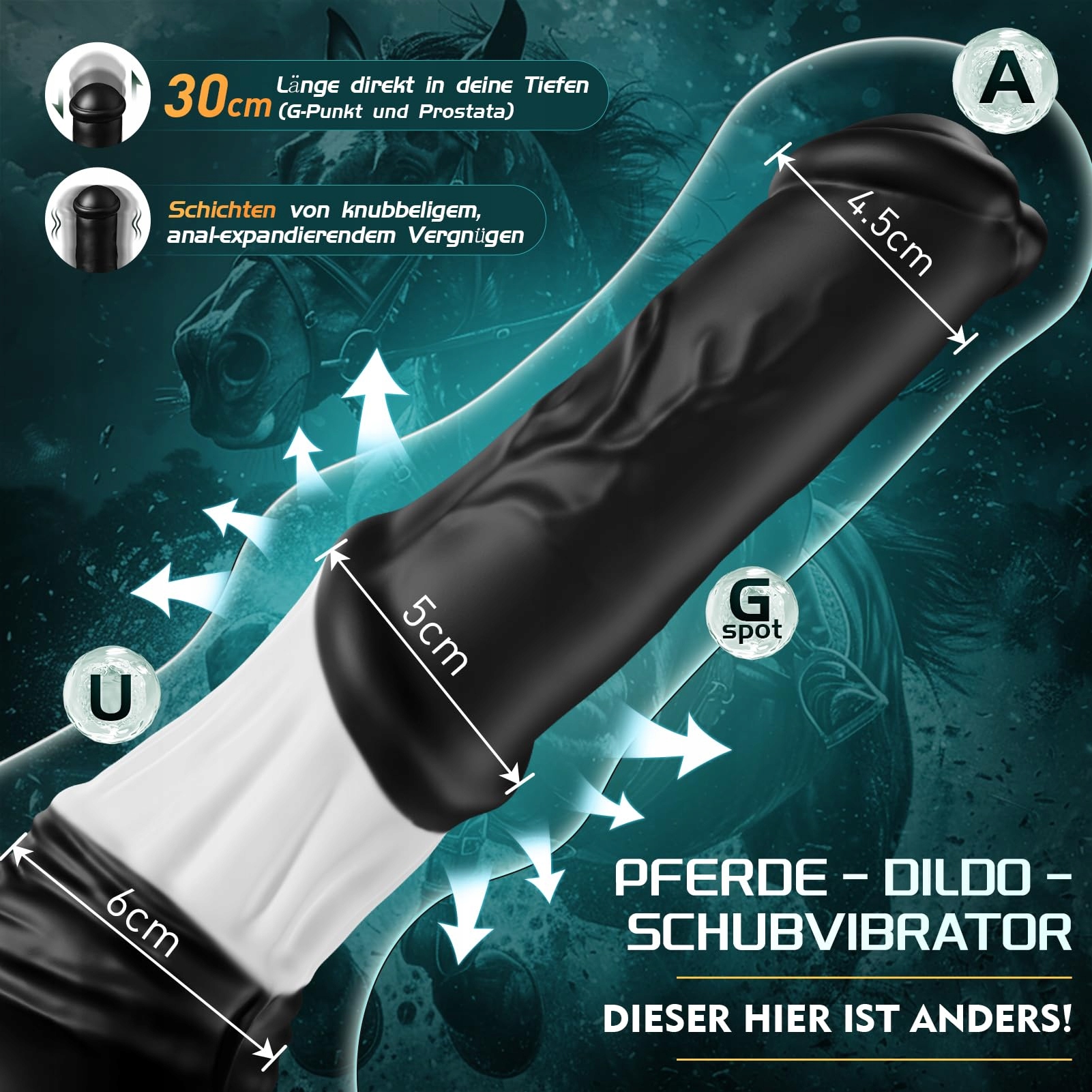 FANTASY Pferd Dildo Analny XXL 30CM Wibrator 7 Funkcji Dla Kobiet Mężczyzn — miniatura 2