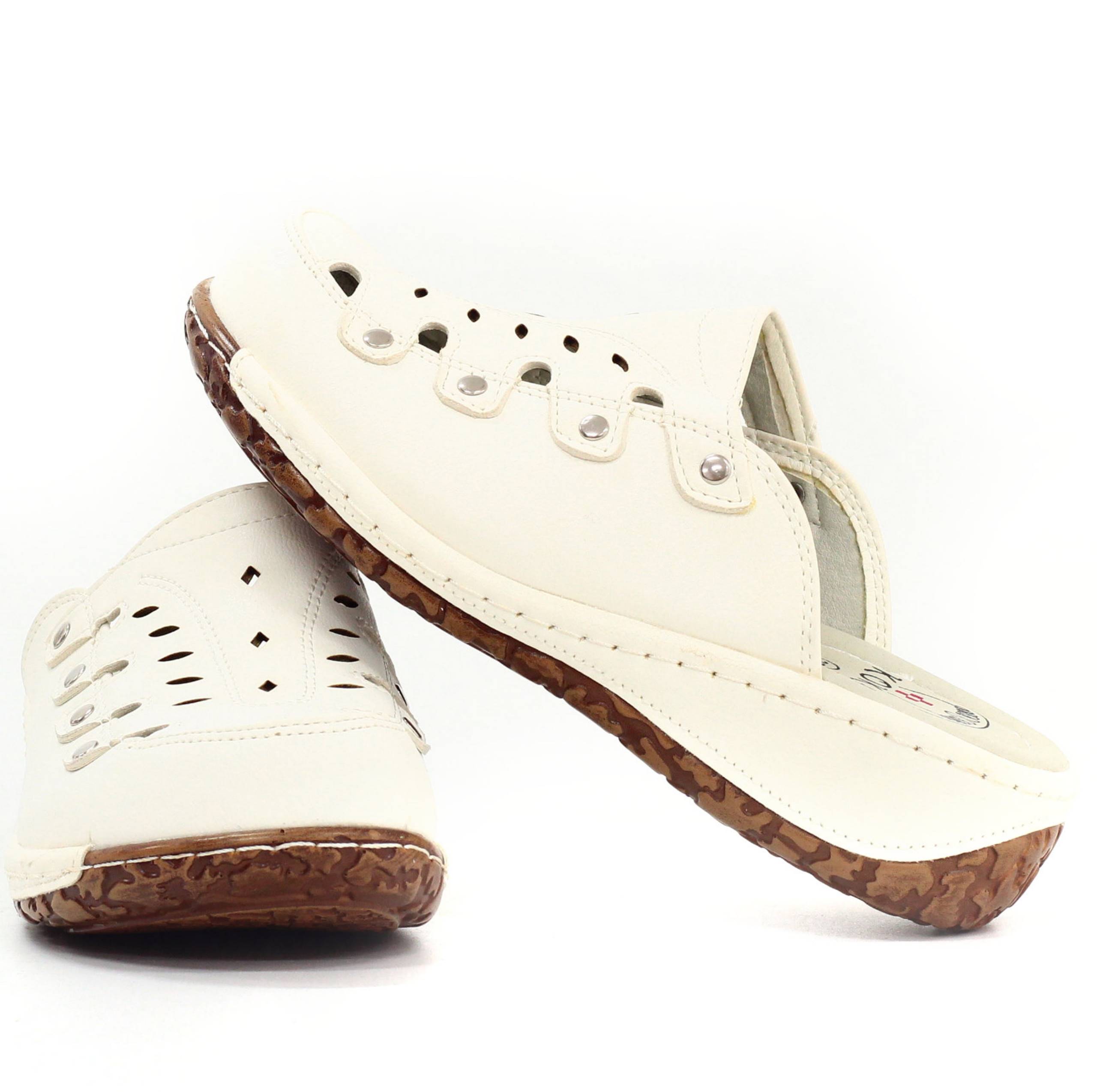 ORTOPEDYCZNE KLAPKI DAMSKIE LEKKIE SZYTE SKÓRA Wzór dominujący bez wzoru