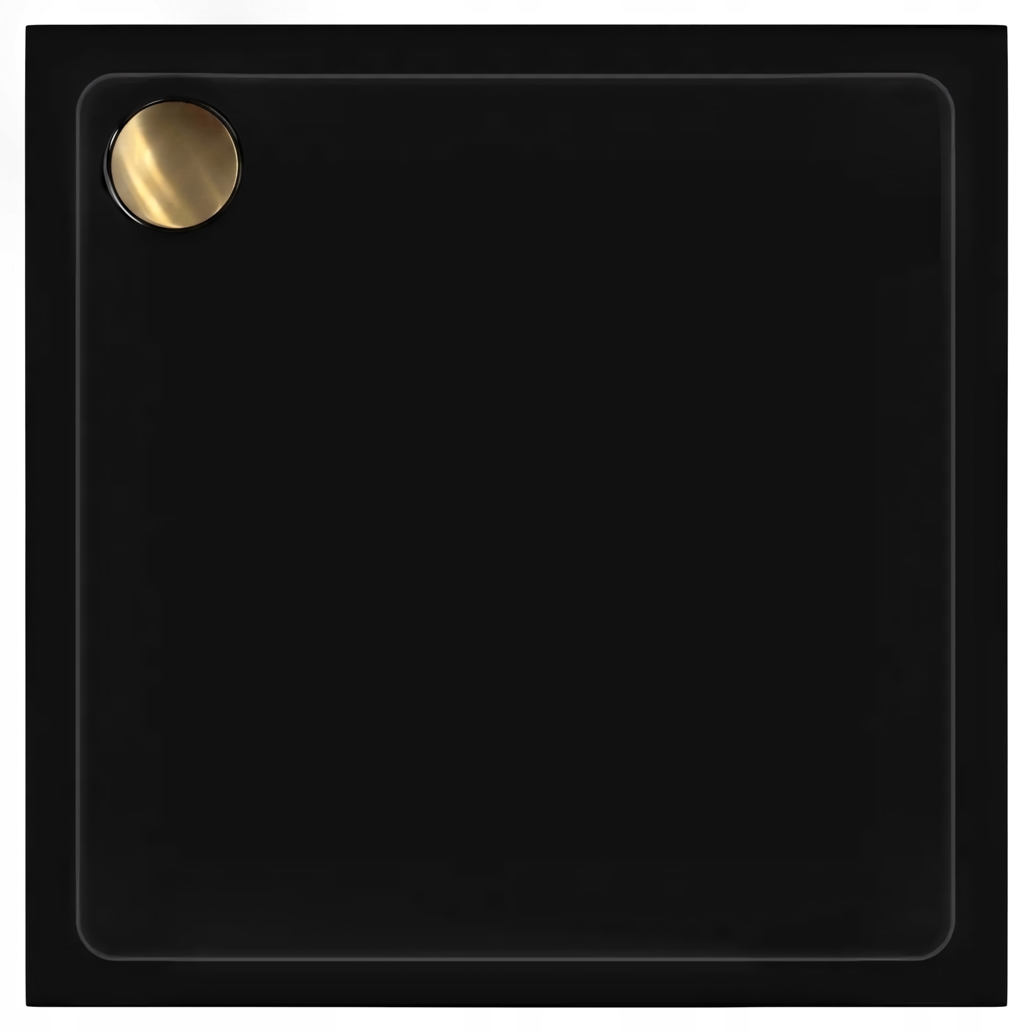 Sprchová Vanička 80x80x6 cm Černá Akrylová Rea Savoy Kryt Kartáčované Zlato