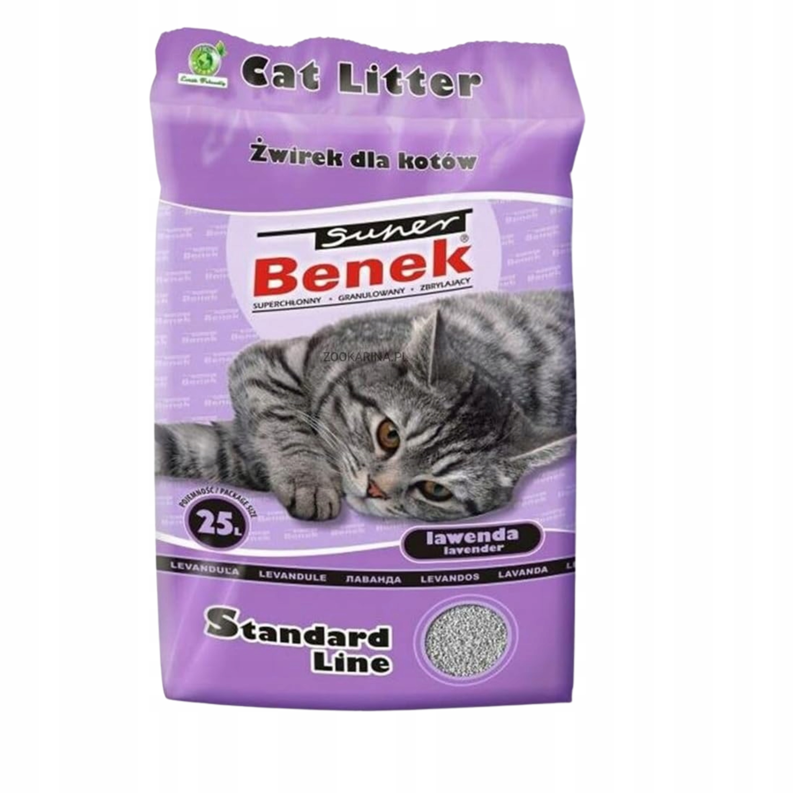 Żwirek dla kota 25L Benek Standard Lawenda