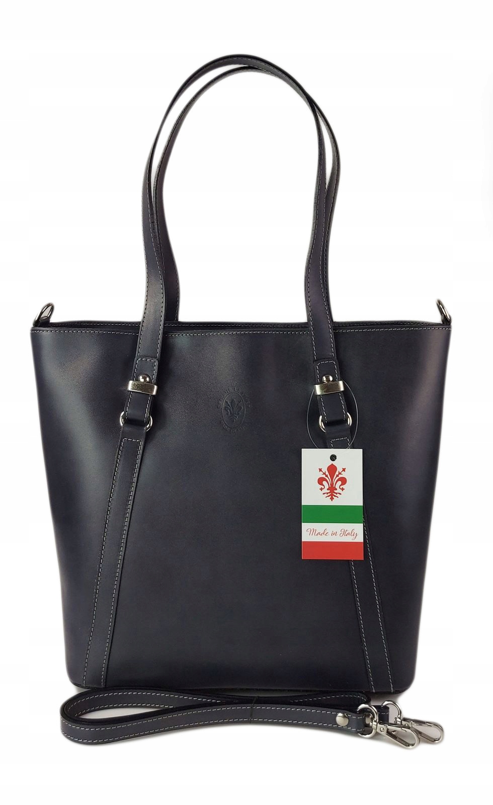 Italská kožená kabelka kufřík Vera Pelle Šedá