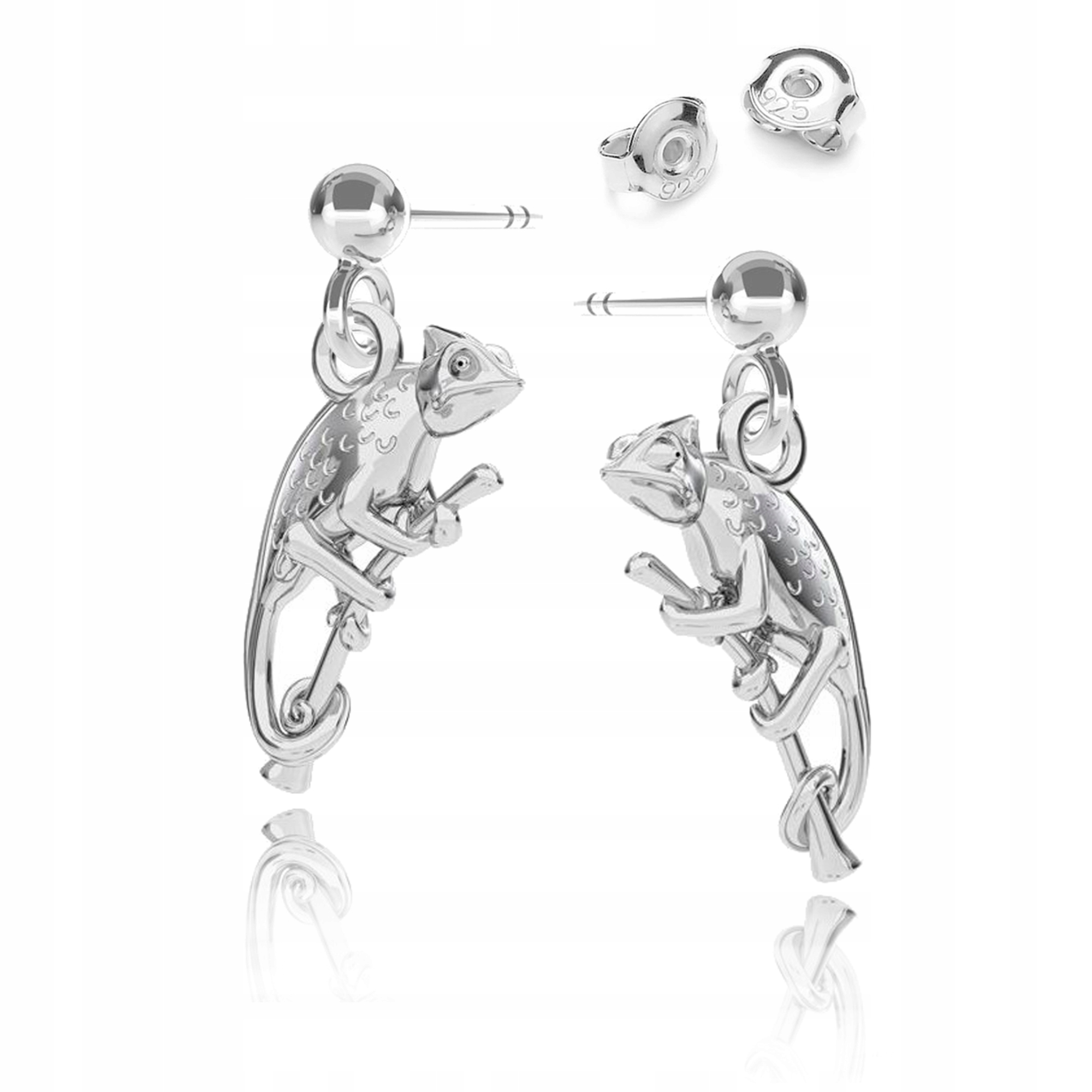 Stříbrné náušnice Kameleon 3D Symbol změny v životě Stříbro 925