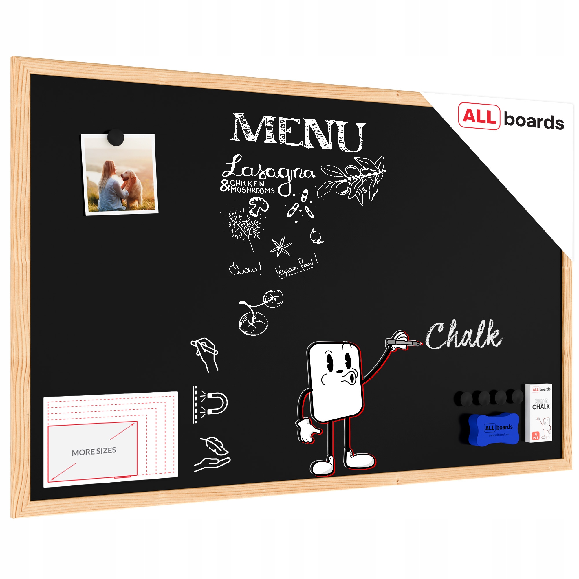 Tablica magnetyczna kredowa 80x50 rama drewniana