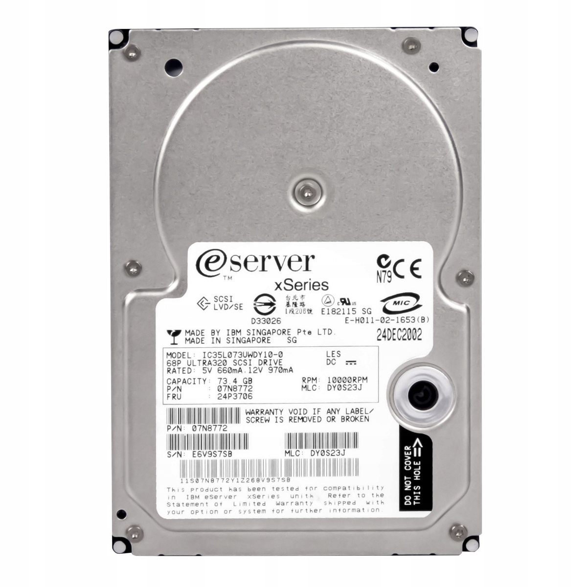 Ibm 24P3706 73GB 10K Scsi 3.5'' IC35L073UWDY10-0