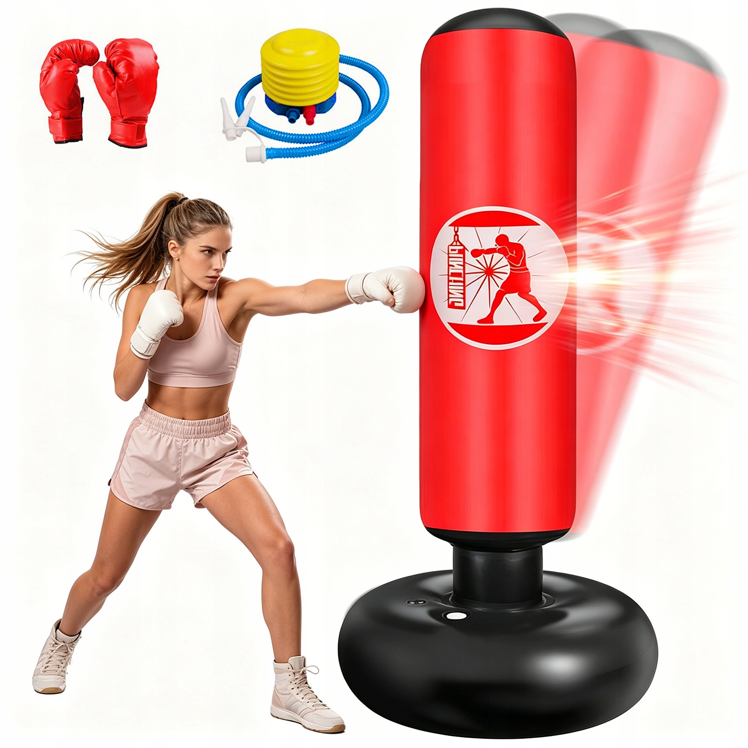 Boxovací Set, Nafukovací Vak Pro Děti, Červená Barva Rukavice A Pumpa