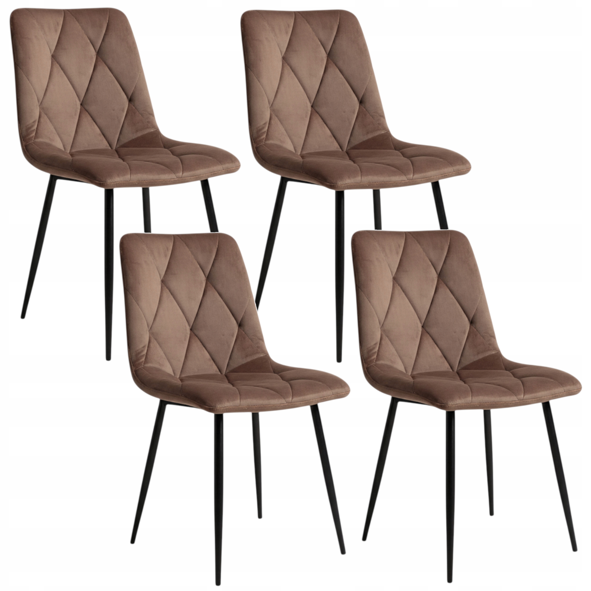 Velurové Čalouněné Křeslo Pohodlné Hnědé V Kosočtvercích Moderní Obývací Pokoj x 4