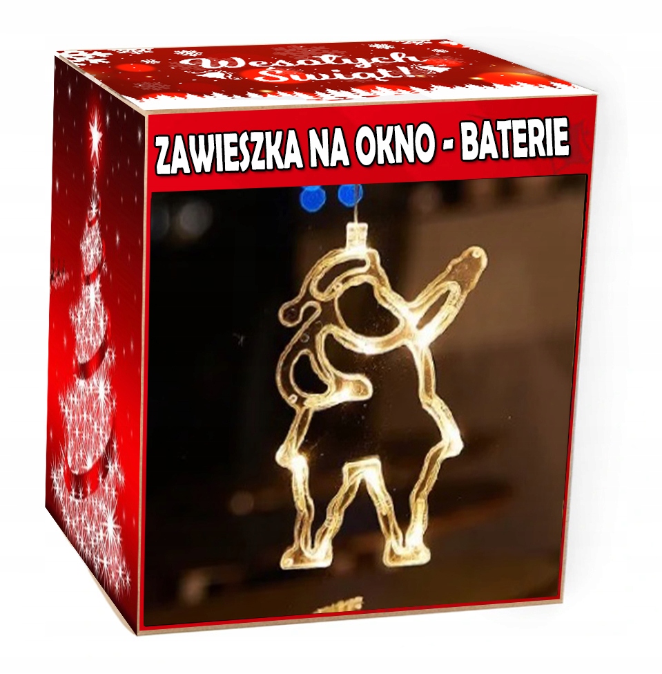 MIKOŁAJ LED - ŚWIECĄCA OZDOBA NA BATERIE NA OKNO 3 TRYBY
