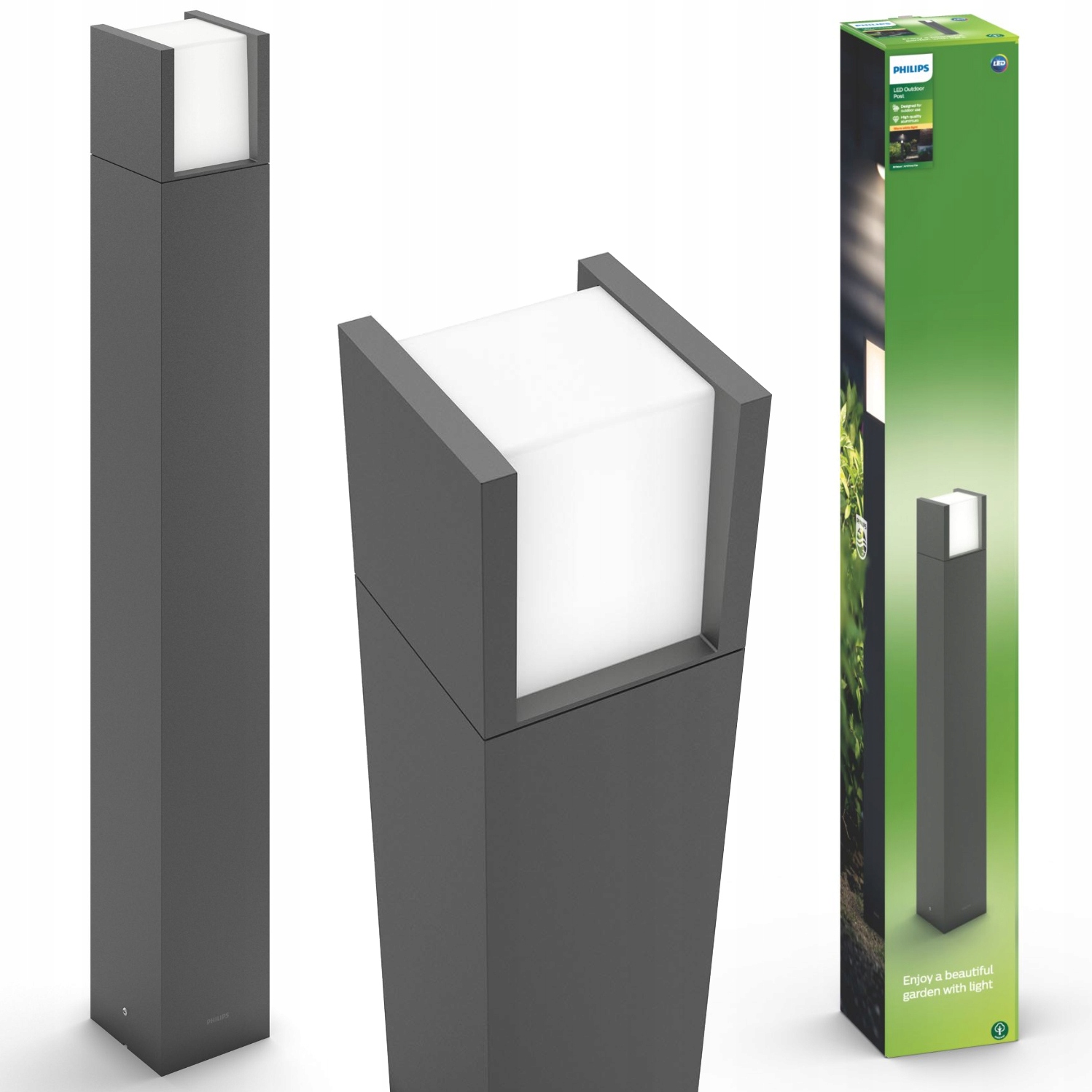 Led vonkajšia stojaca záhradná lampa 6W IP44 Stĺpik 77 cm Arbour Philips