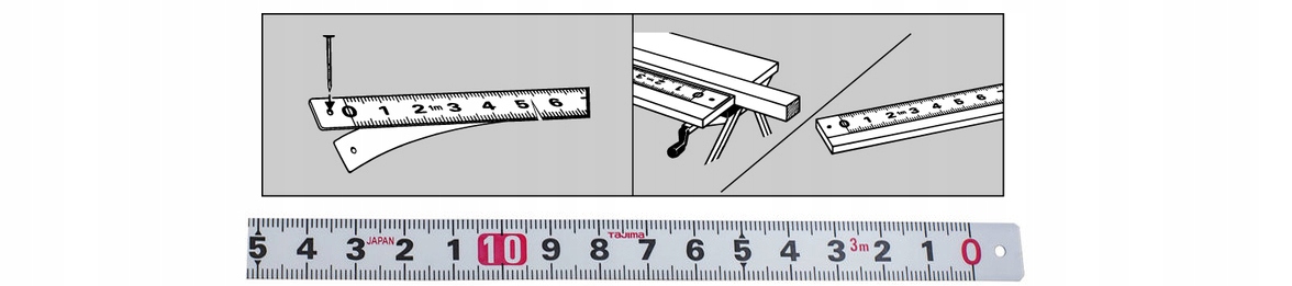Samoprzylepna taśma miernicza, stalowa miara przyklejana 1m Tajima HIT Długość 1 m