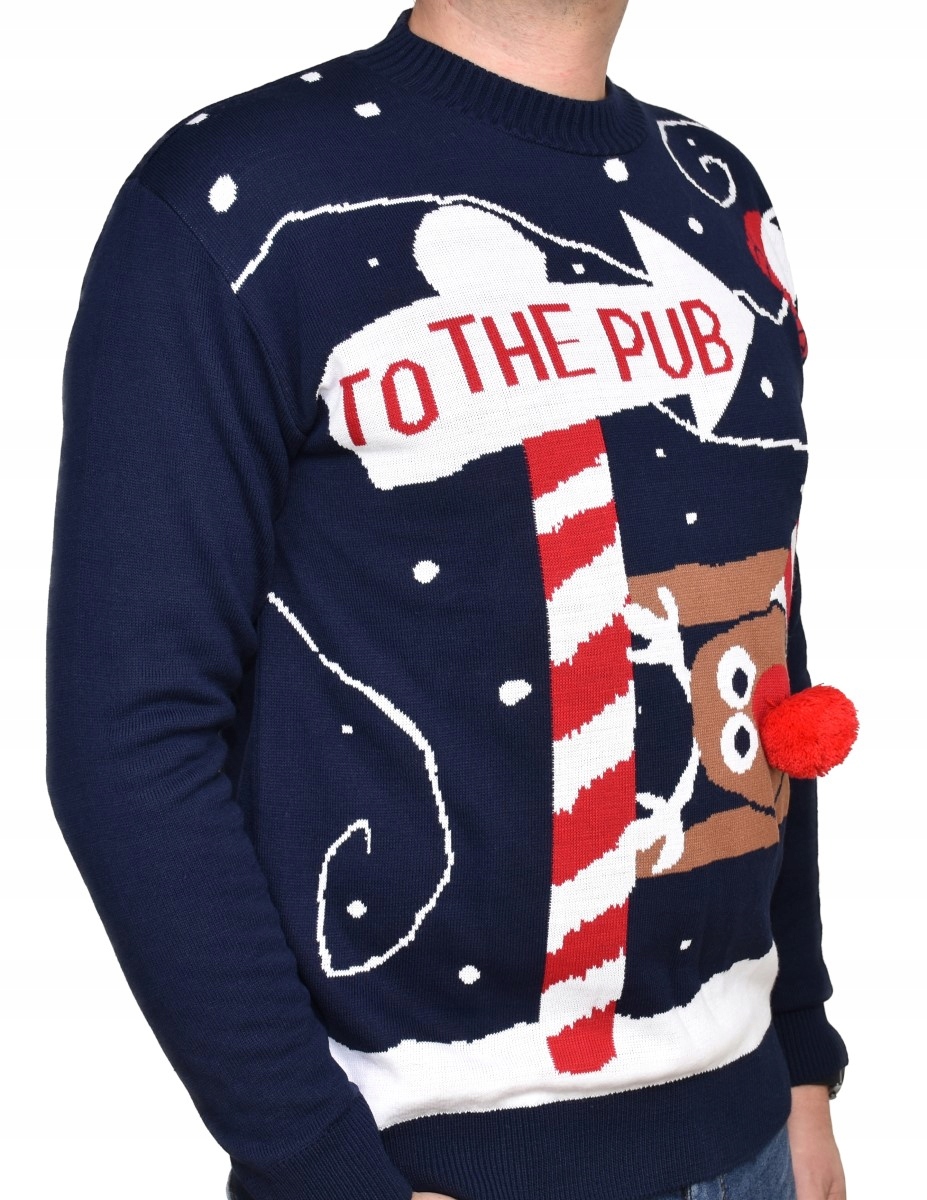 ŚWIĄTECZNE SWETRY ZESTAW Z RENIFEREM TO THE PUB Fason luźny