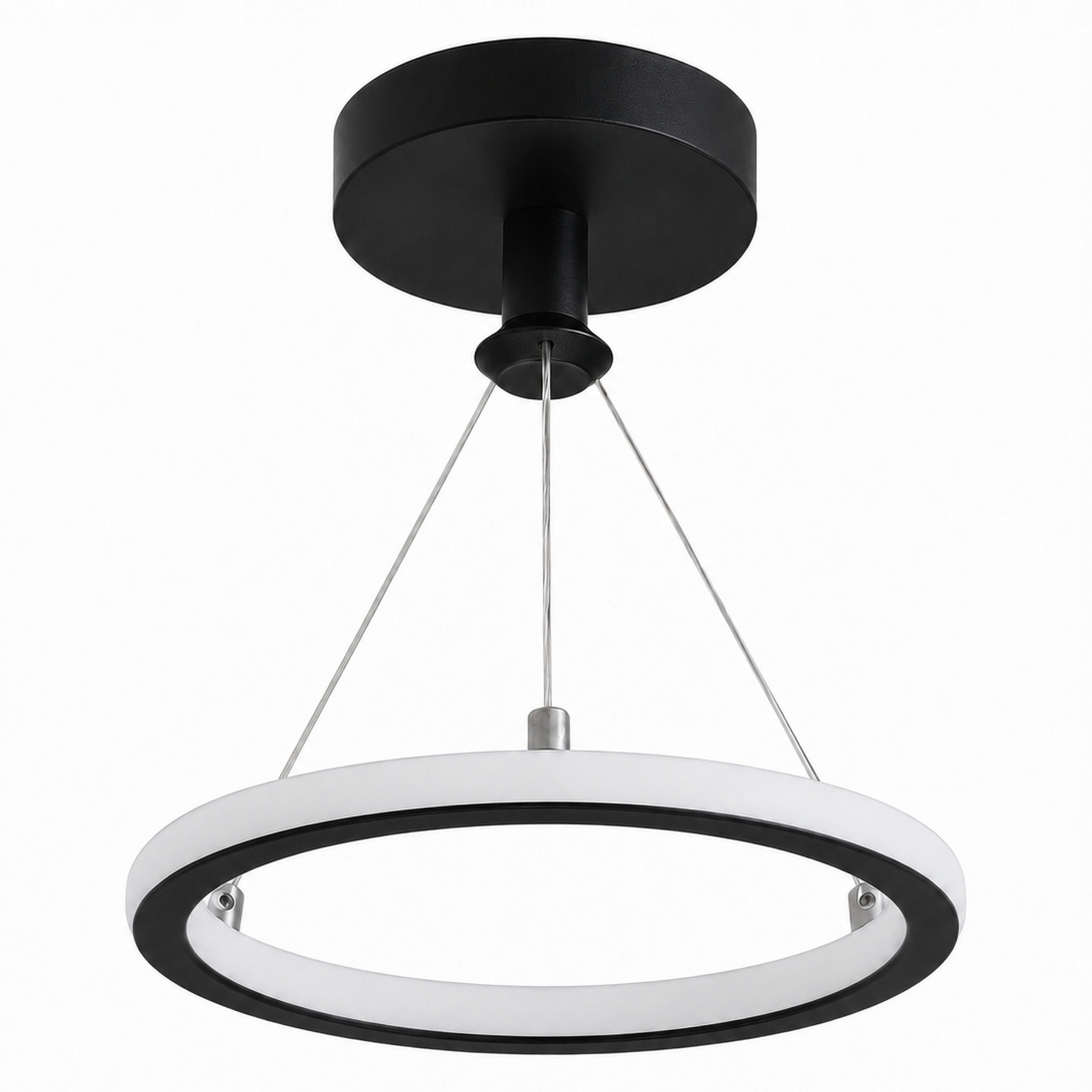 Lampa Sufitowa Wisząca Żyrandol Led Czarny Ring Nowoczesna 20CM Barwa Zimna