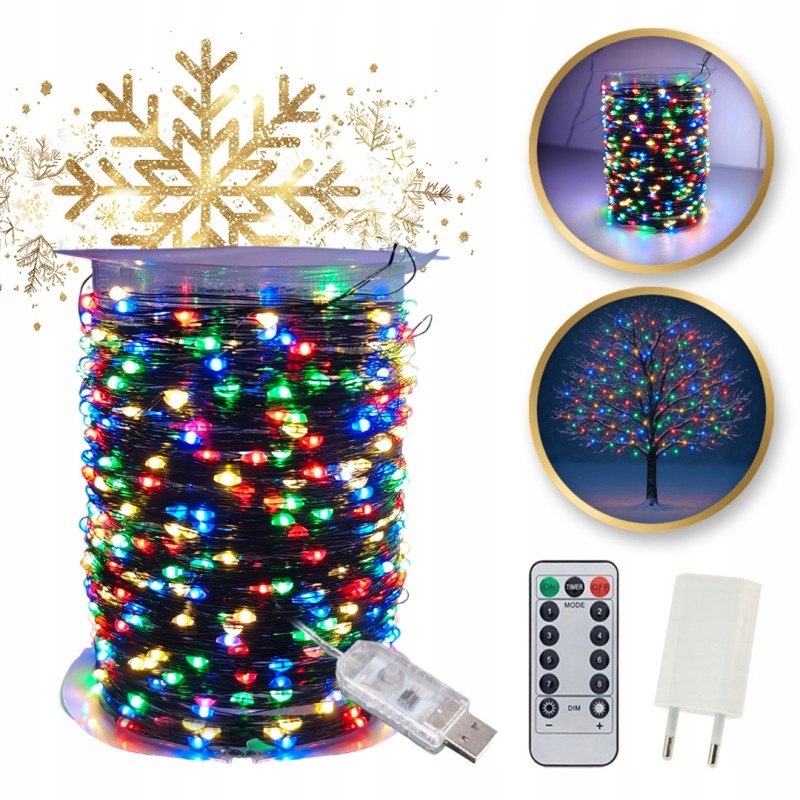 Venkovní/vnitřní vánoční osvětlení na stromeček drátek 500 Led 50m, Multikolor LAMP3