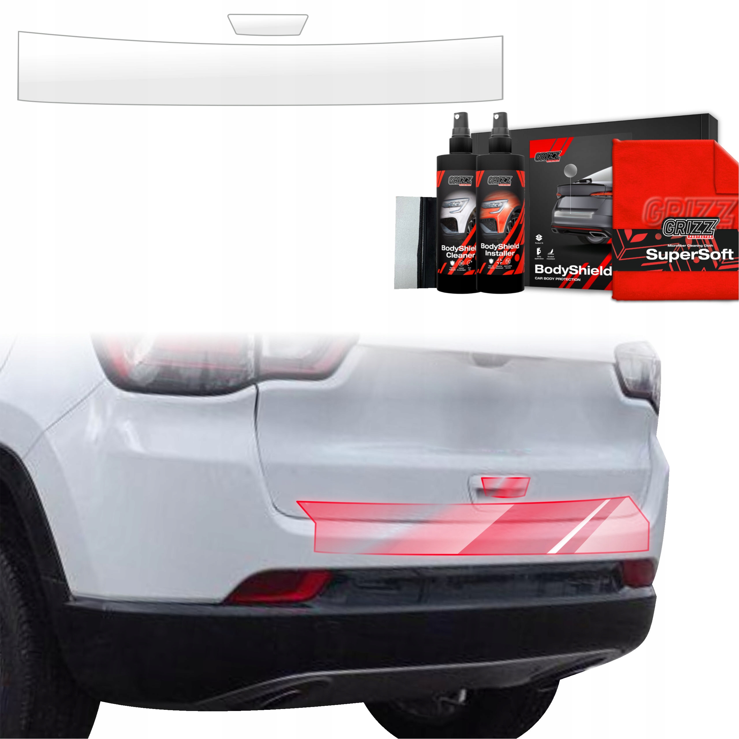 2v1 Fólie Ppf na práh zavazadlového prostoru a klika pro Jeep Compass (2020-2024) Grizz