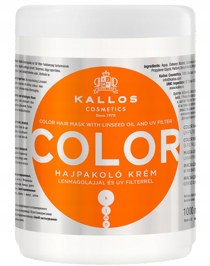 KALLOS Maska do Włosów Farbowanych UV 1000ml