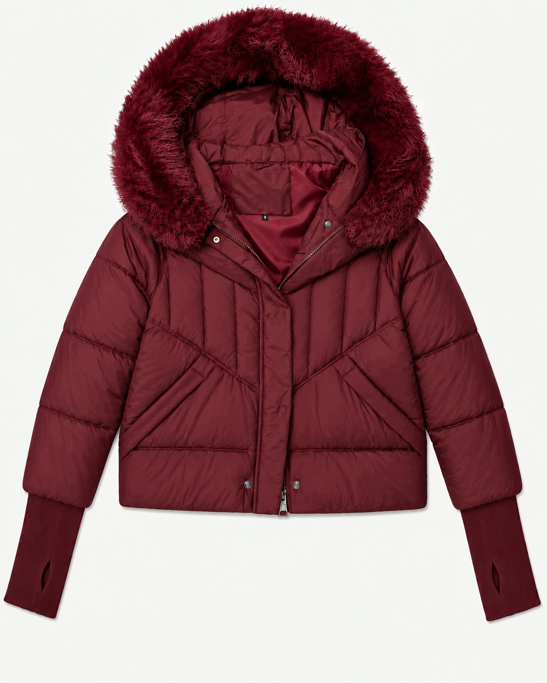 Zimní Bunda S Pletenými Rukávy B6057 Bordo XL (42)