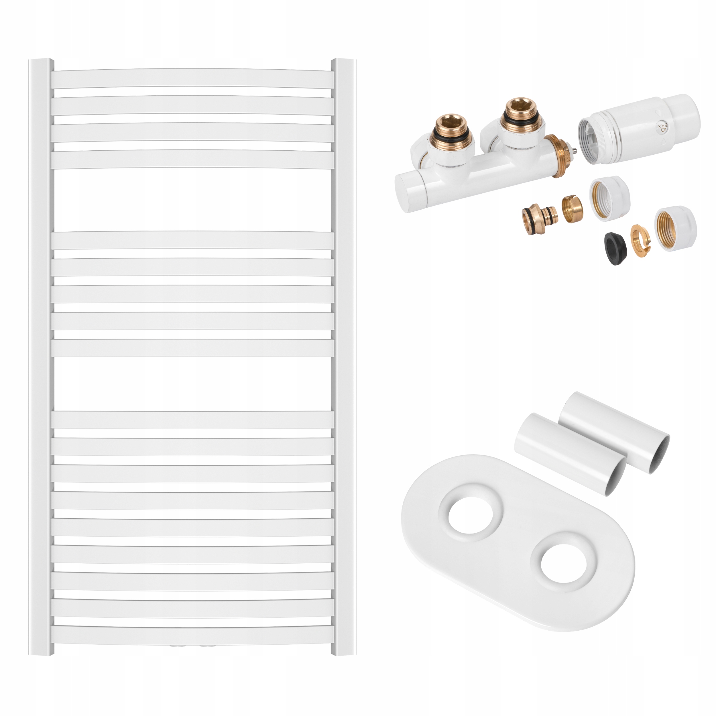 Koupelnový žebříkový radiátor bílý s příslušenstvím
