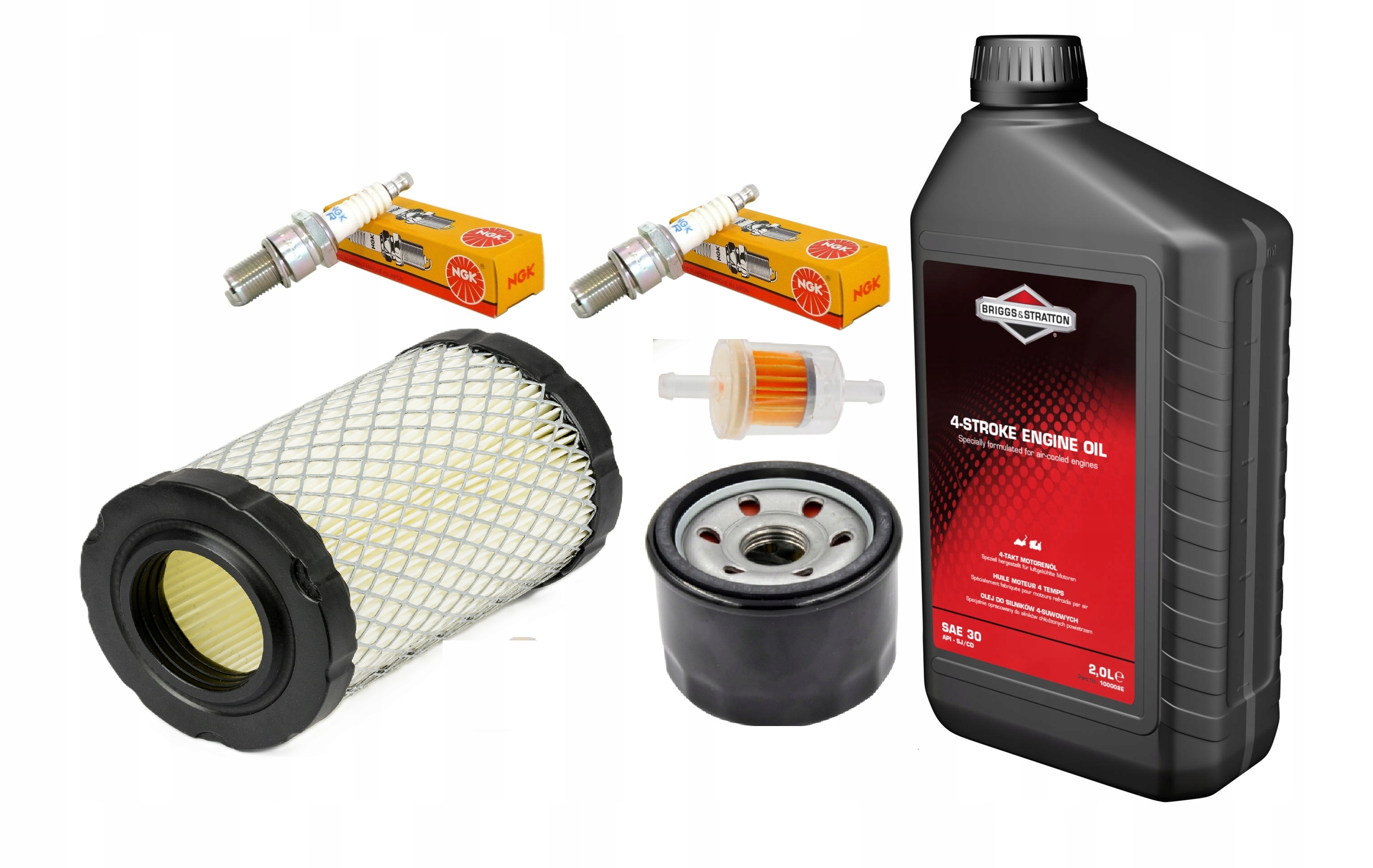 ZESTAW SERWISOWY TRAKTOR OLEJ BRIGGS 2L FILTRY OLEJU POWIETRZA PALIWA ŚWIEC