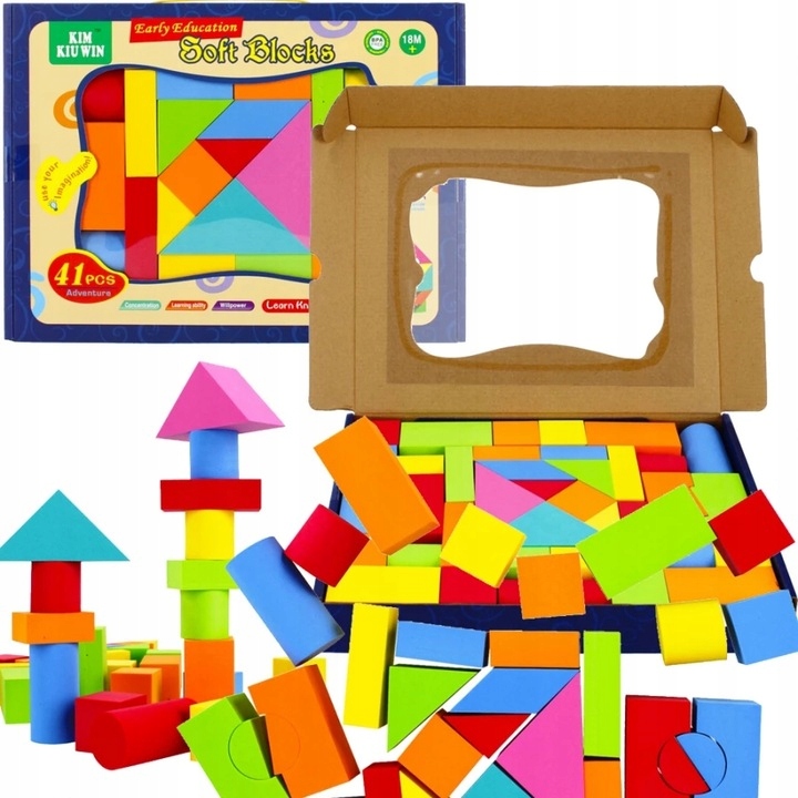 MIĘKKIE KOLOROWE KLOCKI PIANKOWE PUZZLE KOLOROWE
