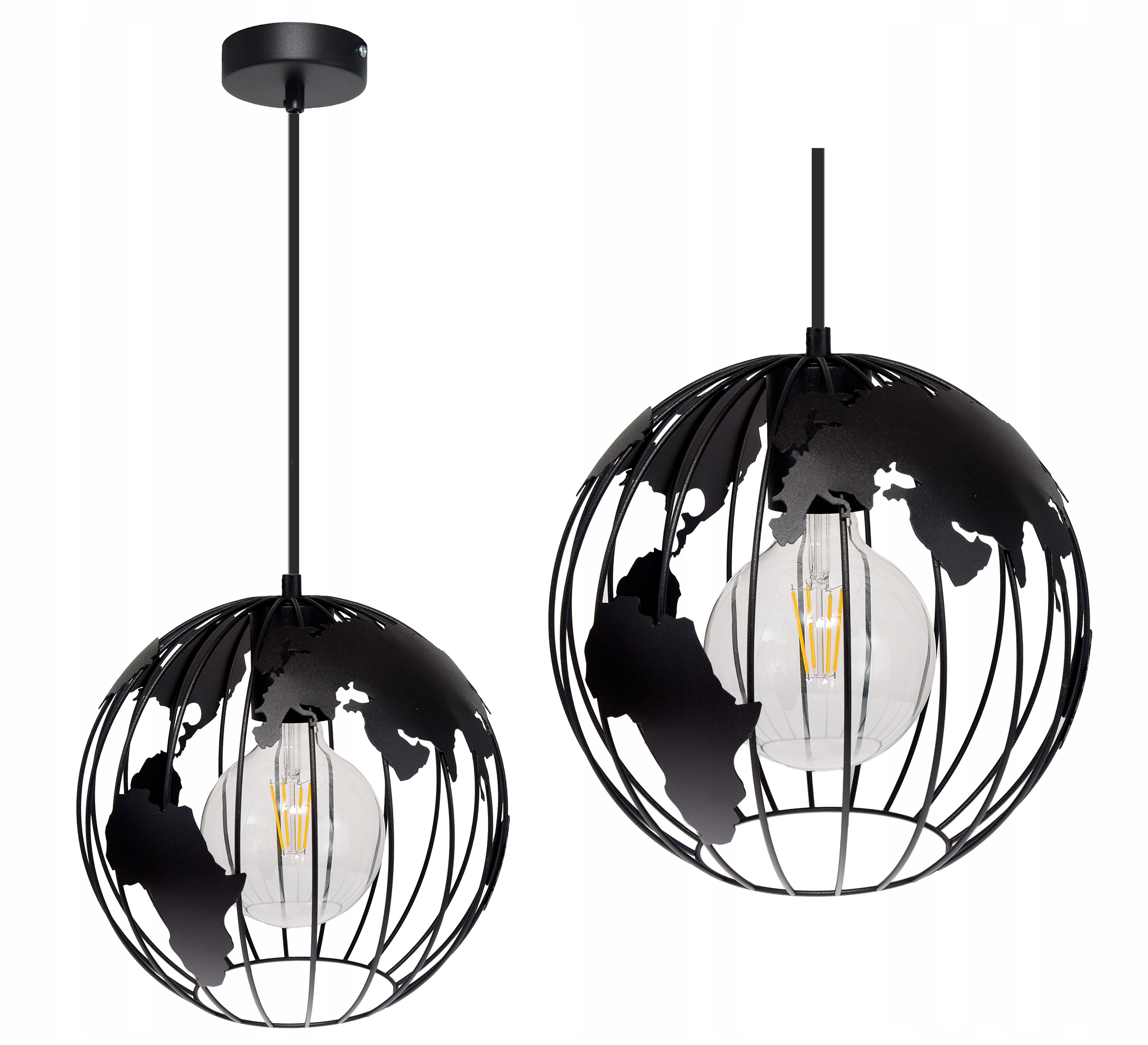 

Lampa Wisząca Globus Czarna Struktura Pod Led