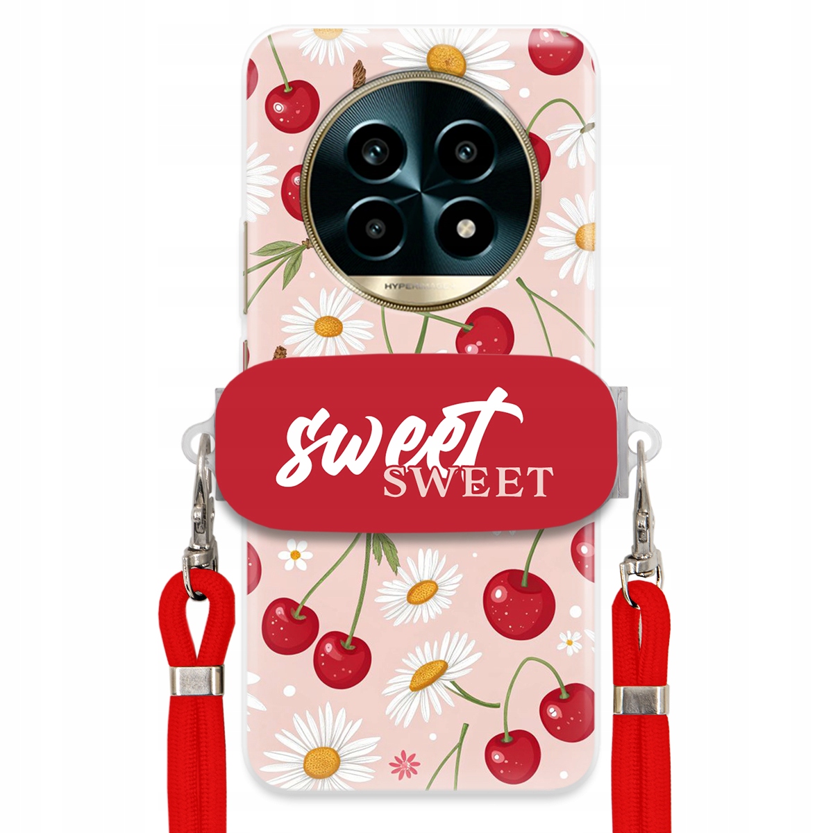 Pouzdro pro Realme 13 Pro 5G Červené vodítko držák Sweet Sweet Višňový Květ