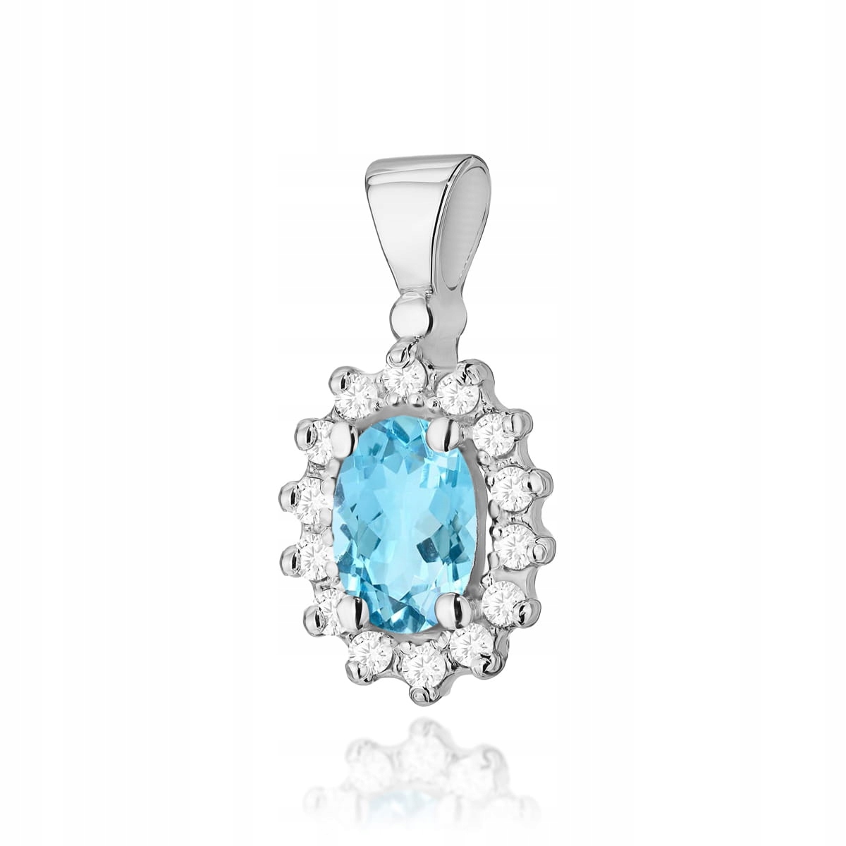 Zlatý přívěsek 585, oválný topaz s bílým zlatem a brilianty 1 g