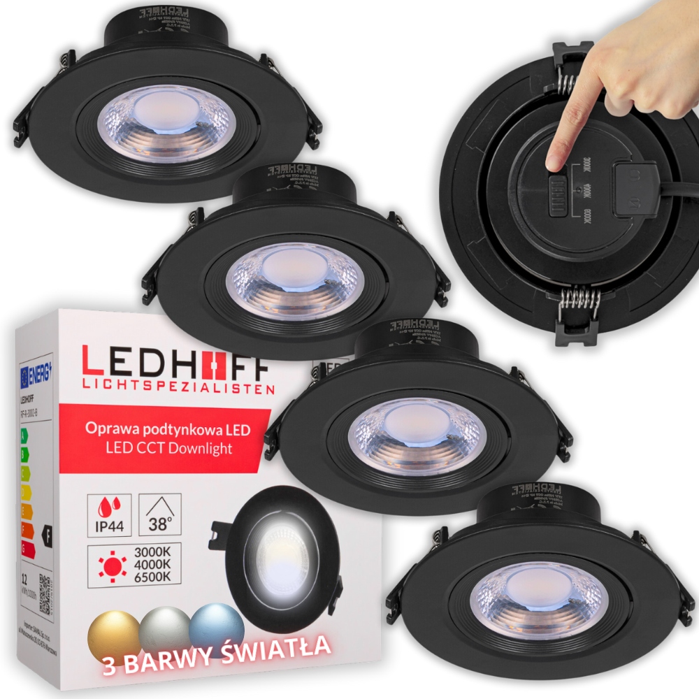 4x Led podomítkové stropní svítidlo 3000K 6000K 12W Spot černé