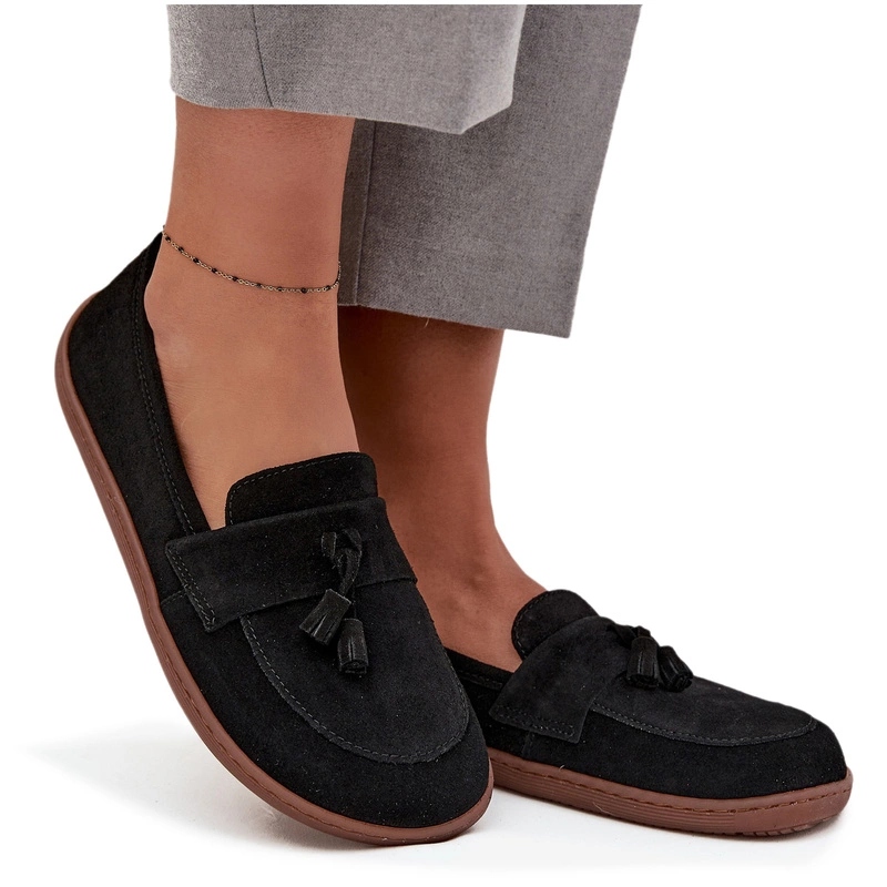 Dámské Barefootové Mokasíny Z Přírodního Semiše Zazoo 322 Černé 37