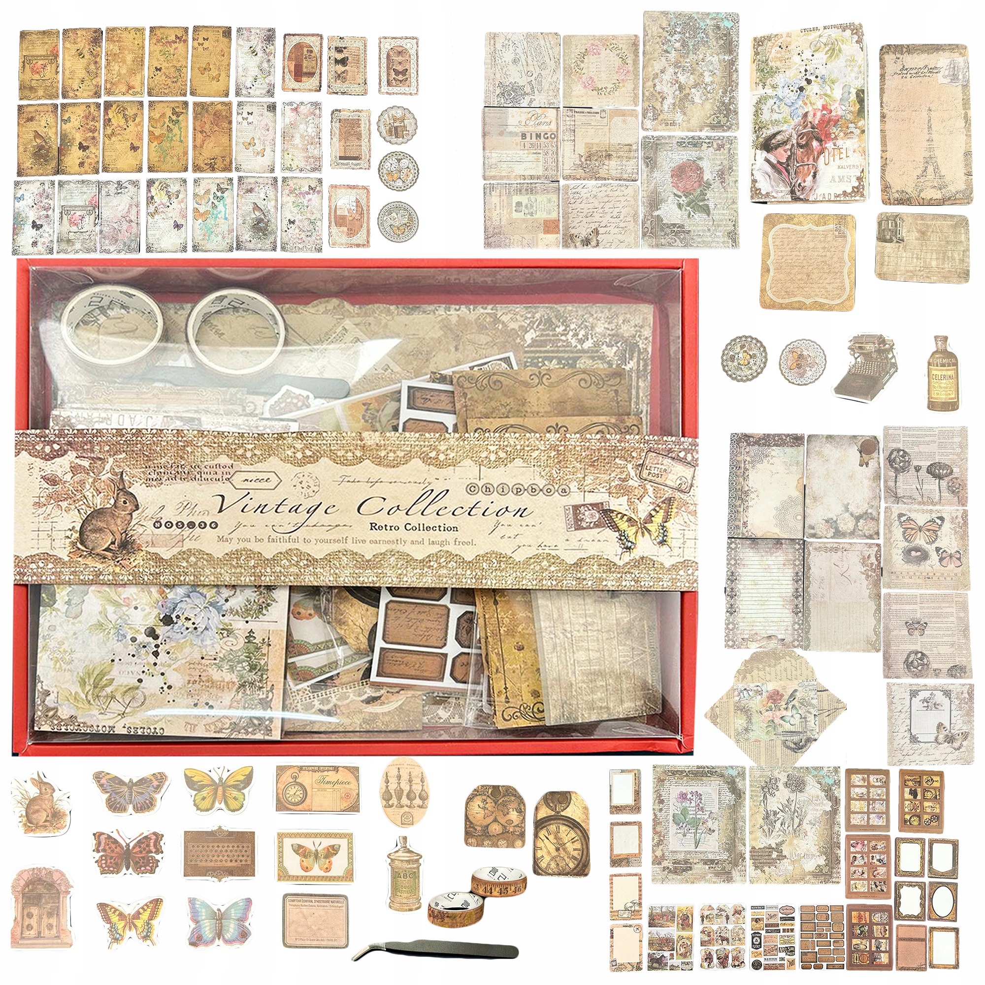 ZESTAW DO SCRAPBOOKINGU NOTES 96 STRON 294 EL XL VINTAGE NAKLEJKI OBRAZKI