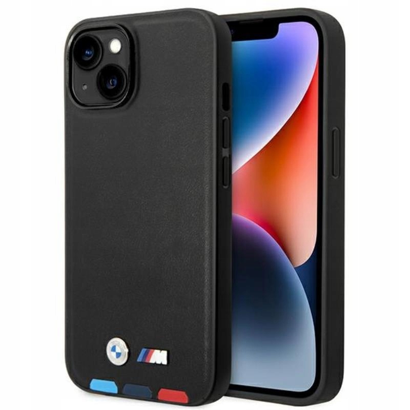 Bmw Leather Hot Stamp Tricolor – Pouzdro pro iPhone 14 Plus (Černé)