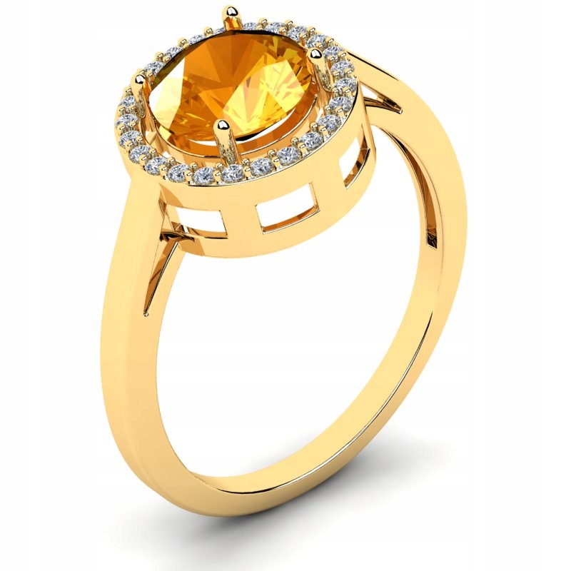 

Pierścionek Złoty Halo Z Cytrynową Cyrkonią 14KR