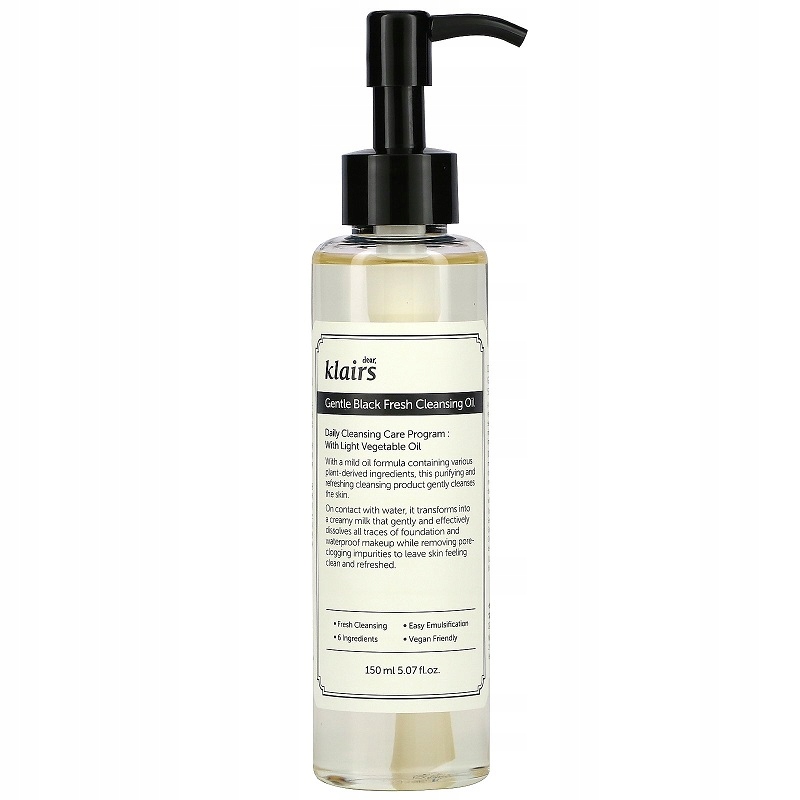 Klairs Gentle Black Fresh 150 ml – hydrofilní olej s černým sezamem