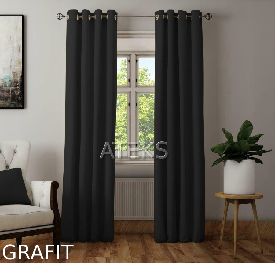 ZASŁONY MATOWE ZASŁONA PRZELOTKI 145x250 grafitowy Wzór gładki