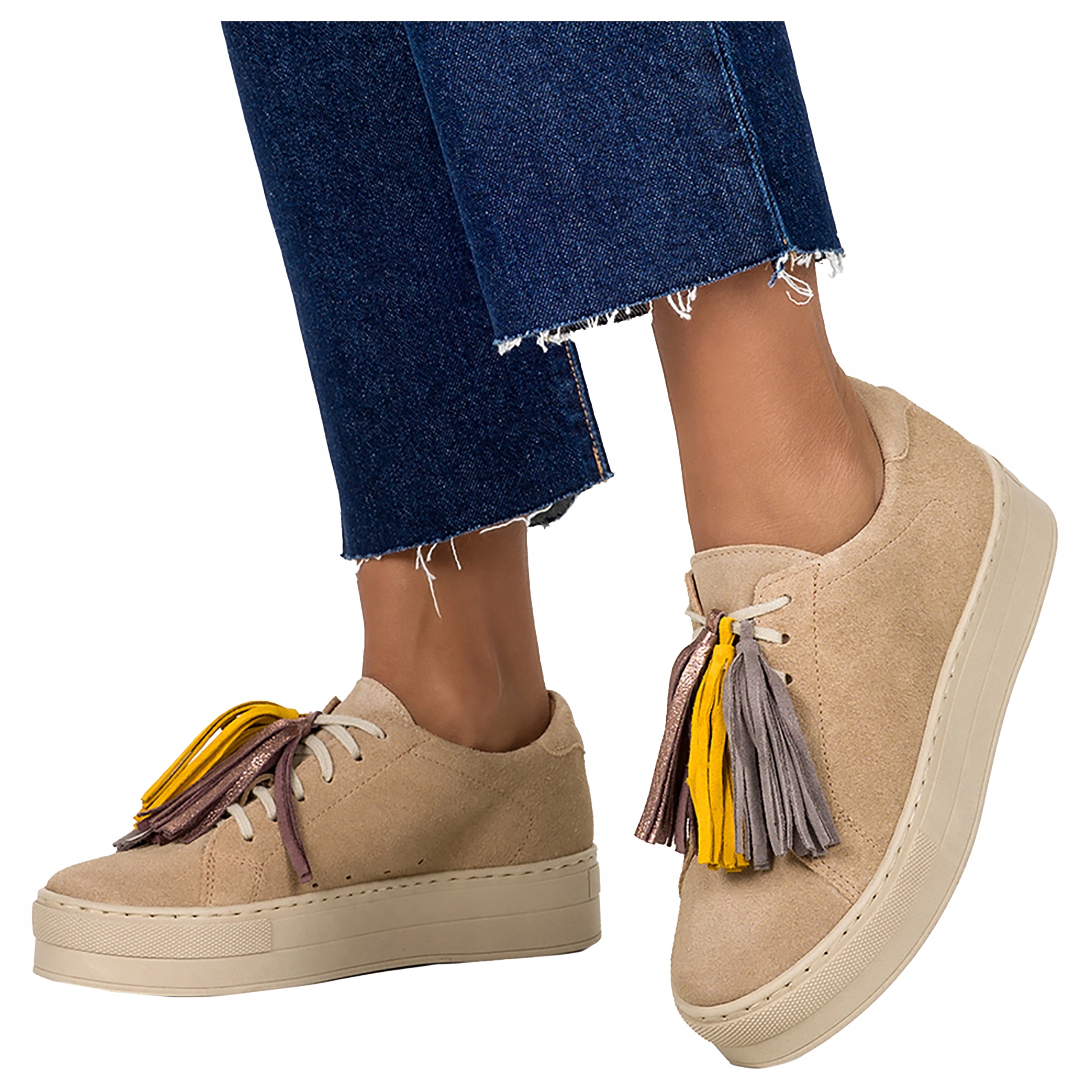 Béžové Tenisky Dámské kožené ozdobné chvojí Pohodlné polobotky velikost 40