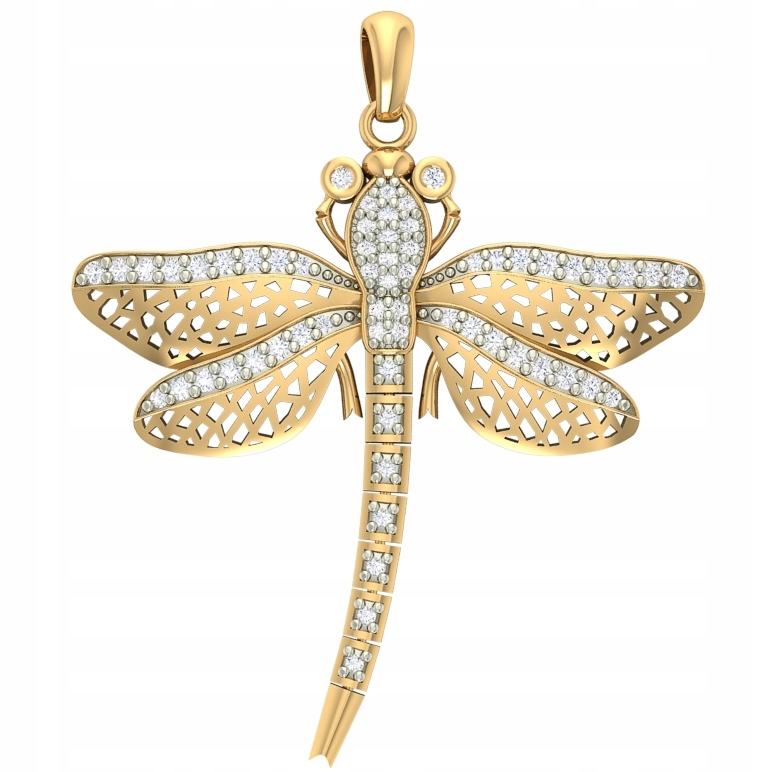 Zlatý Přívěsek Hmyz Se Zirkony Zlato 585 Vážka