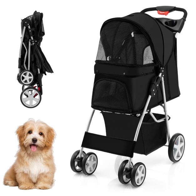 Levně Kočárek Costway černý vel. S/m pro psa Pets Buggy do 15 kg