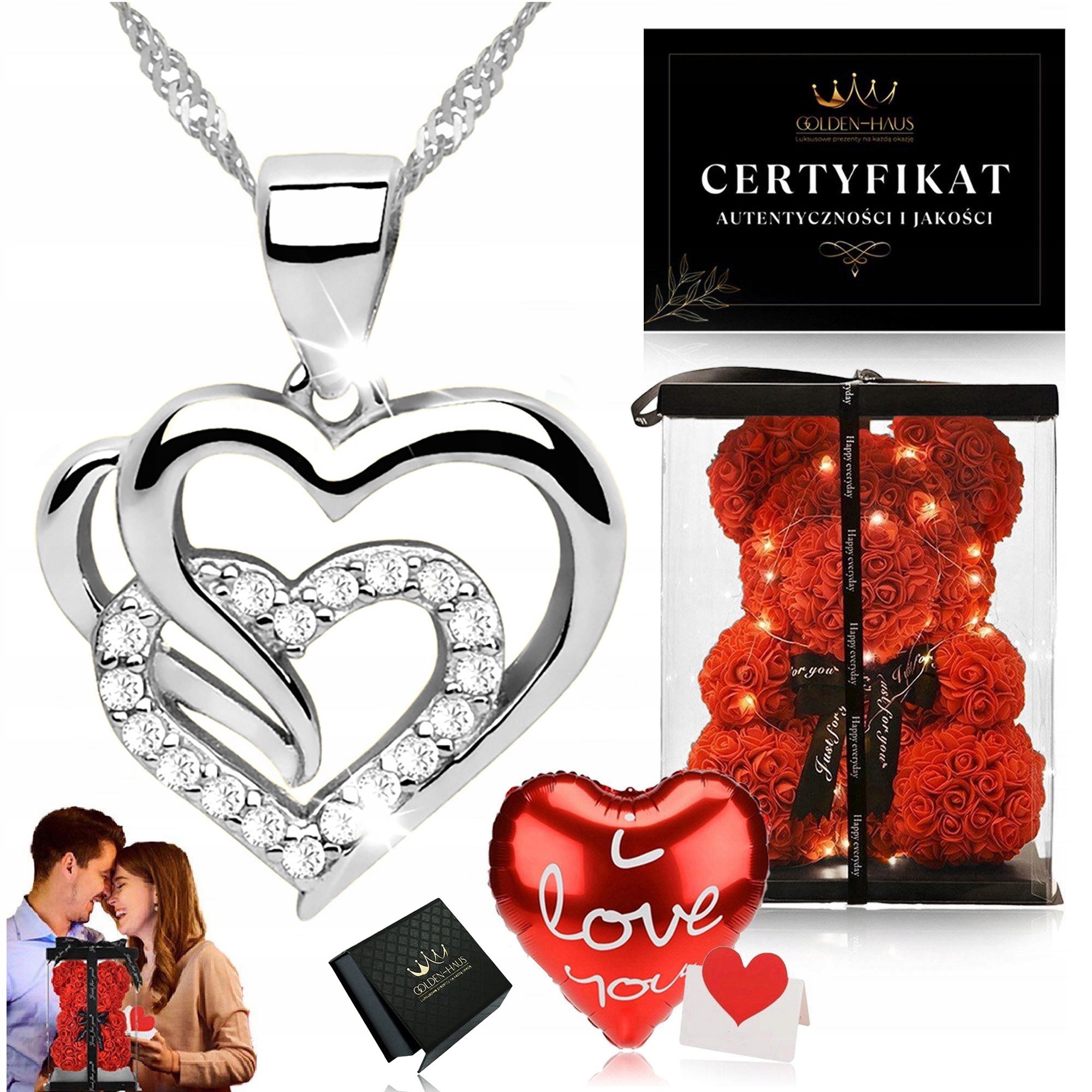 Elegantní Stříbrný Řetízek Singapur Italský Se Srdíčkem 925 Medvídek Z Růží