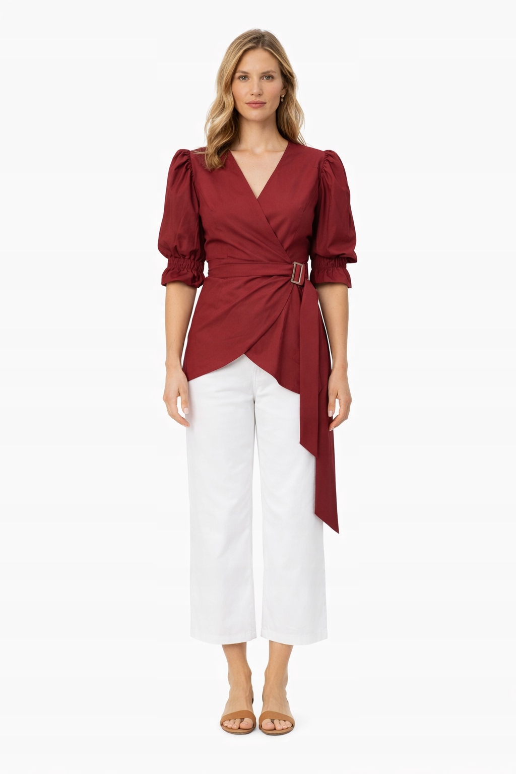 Red Valentino Bordó Halenka S Asymetrickým Spodním Dílem A Bufíky 42 I4C